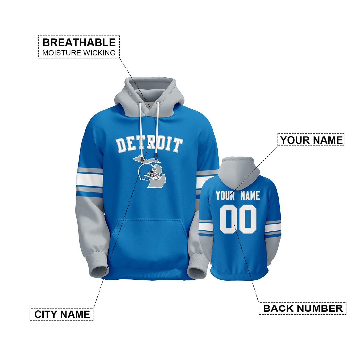 Custom Football Hoodie Personalized Team Pullover Sweatshirt