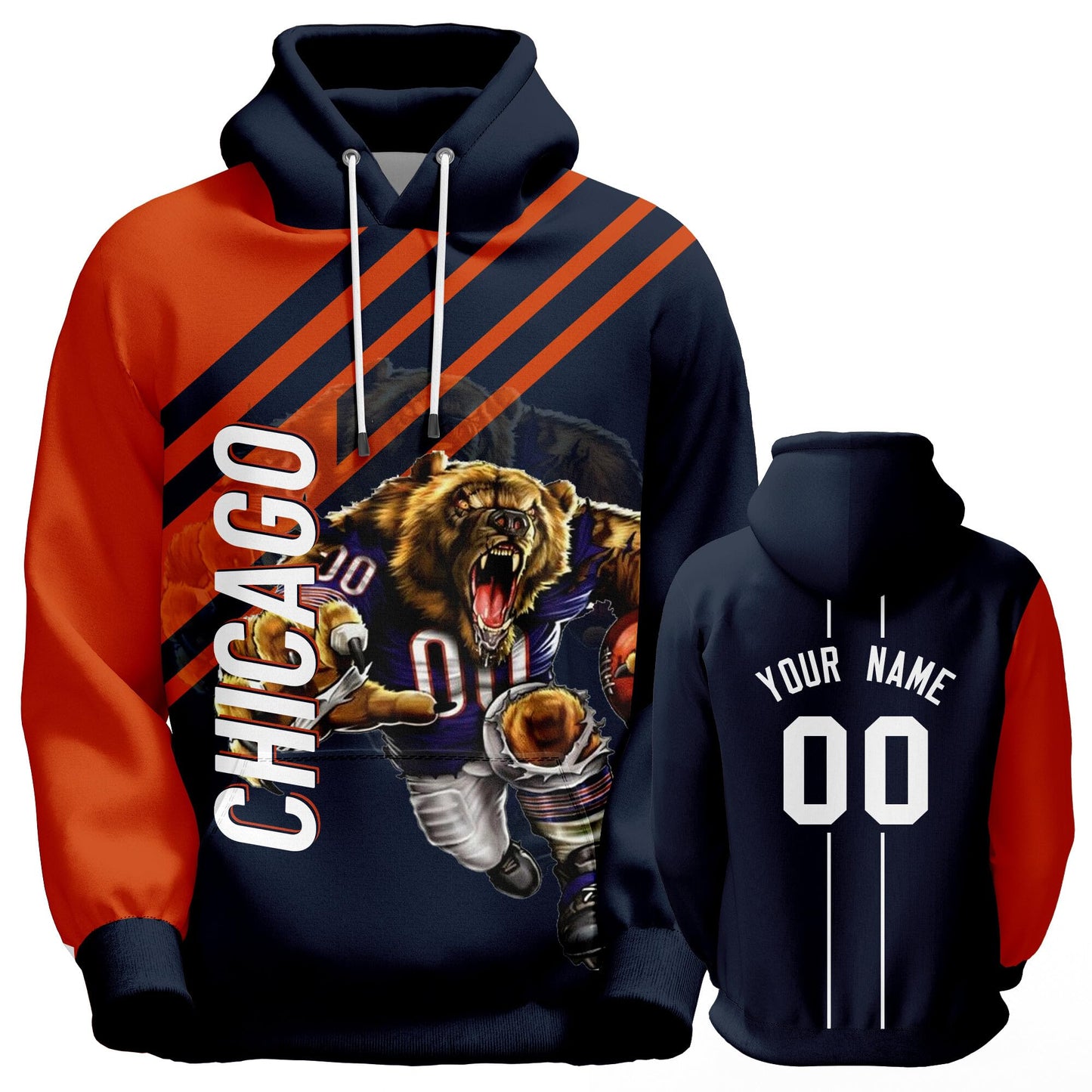 Custom Football Hoodie City Mascots Hooded Sweatshirt Personalized Name Number Fans Gift
