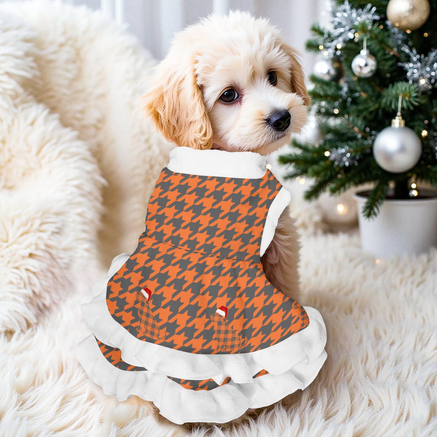 Houndstooth Pattern Pets Christmas Dress