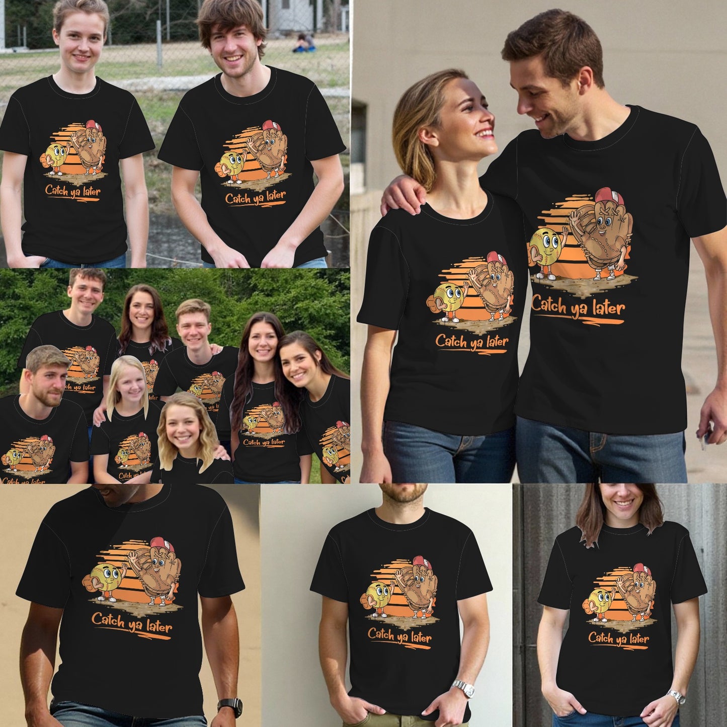 Catch ya Later Cartoon Baseball Glove and Baseball Ball T-Shirt