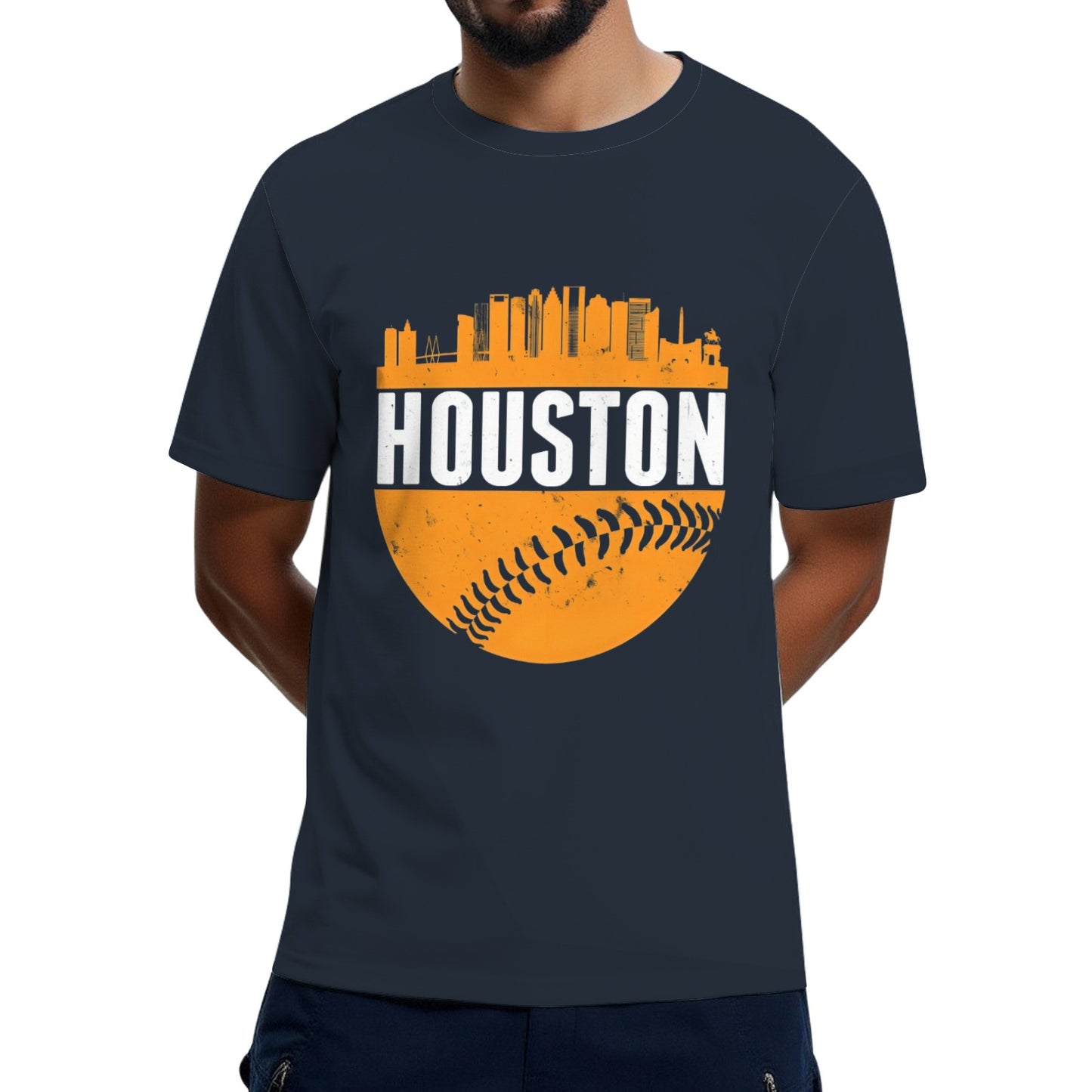 Classic Houston Skyline Baseball T-Shirt