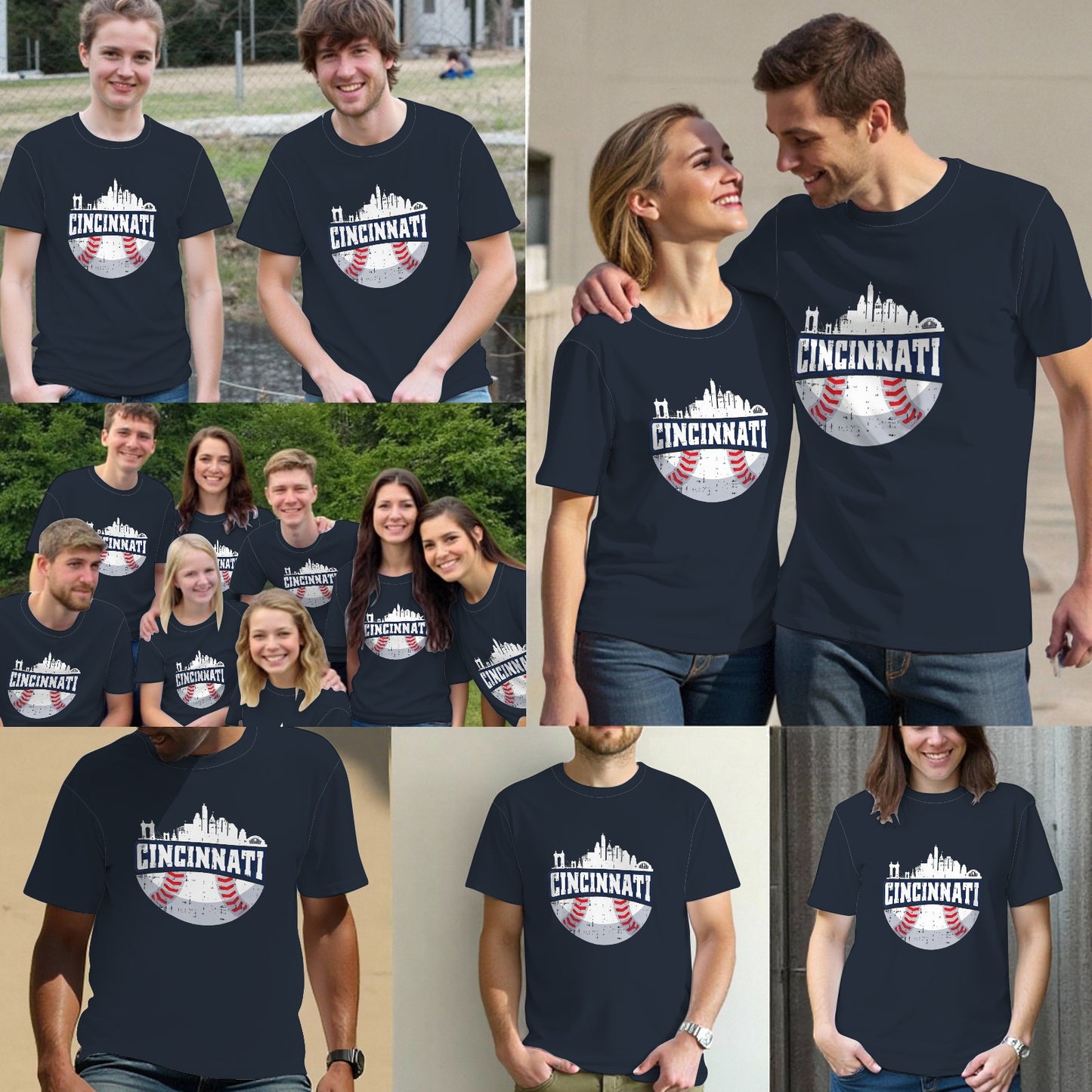 Cincinnati Baseball Skyline Ohio Baseball Player T-Shirt