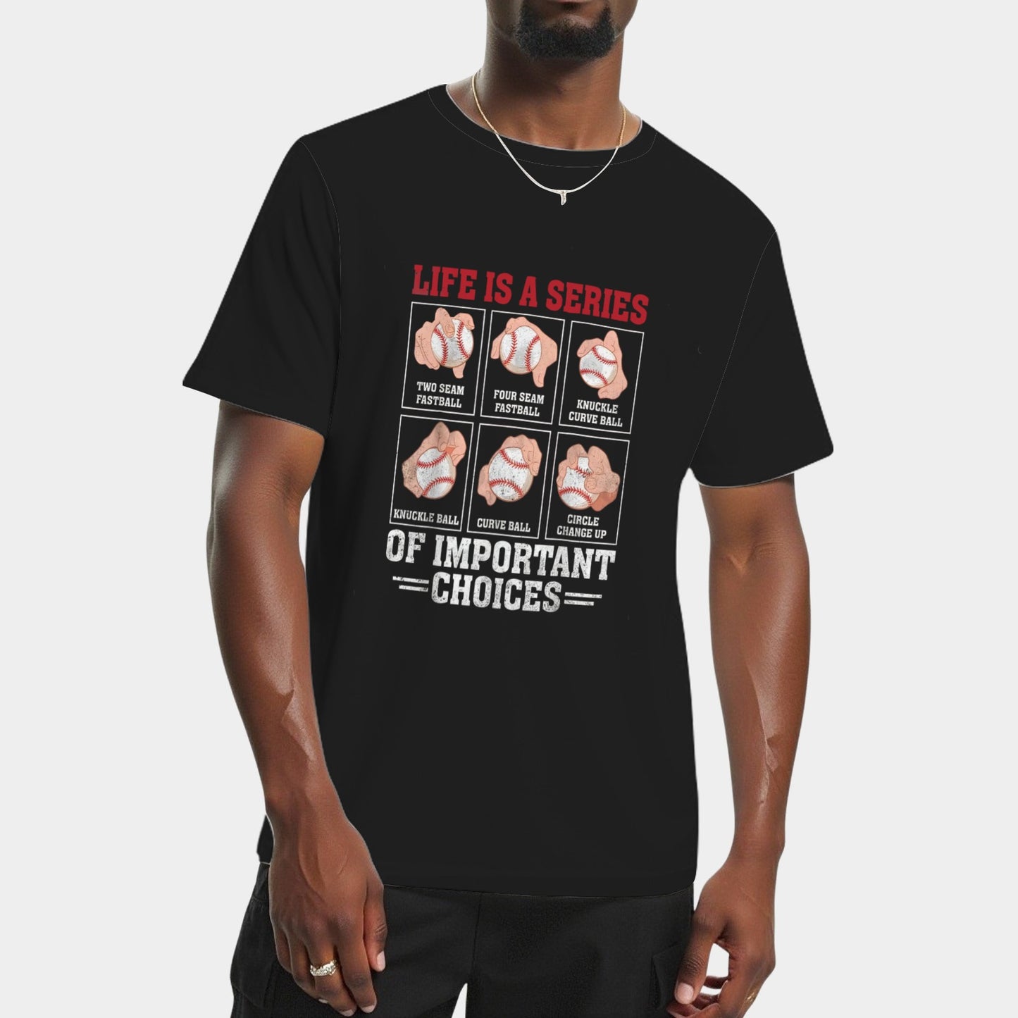 Types of Baseball Pitches Funny Life Choices Pitcher T-Shirt