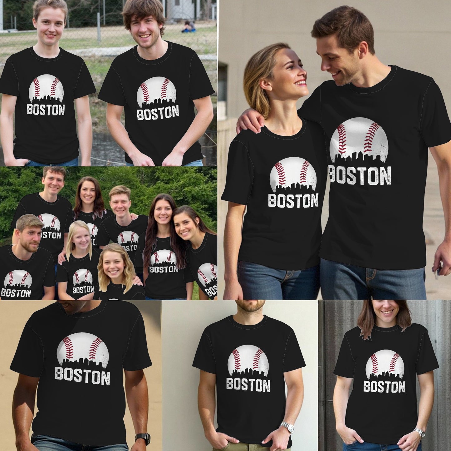 Vintage Boston City Skyline Baseball Game Day Fan T-Shirt