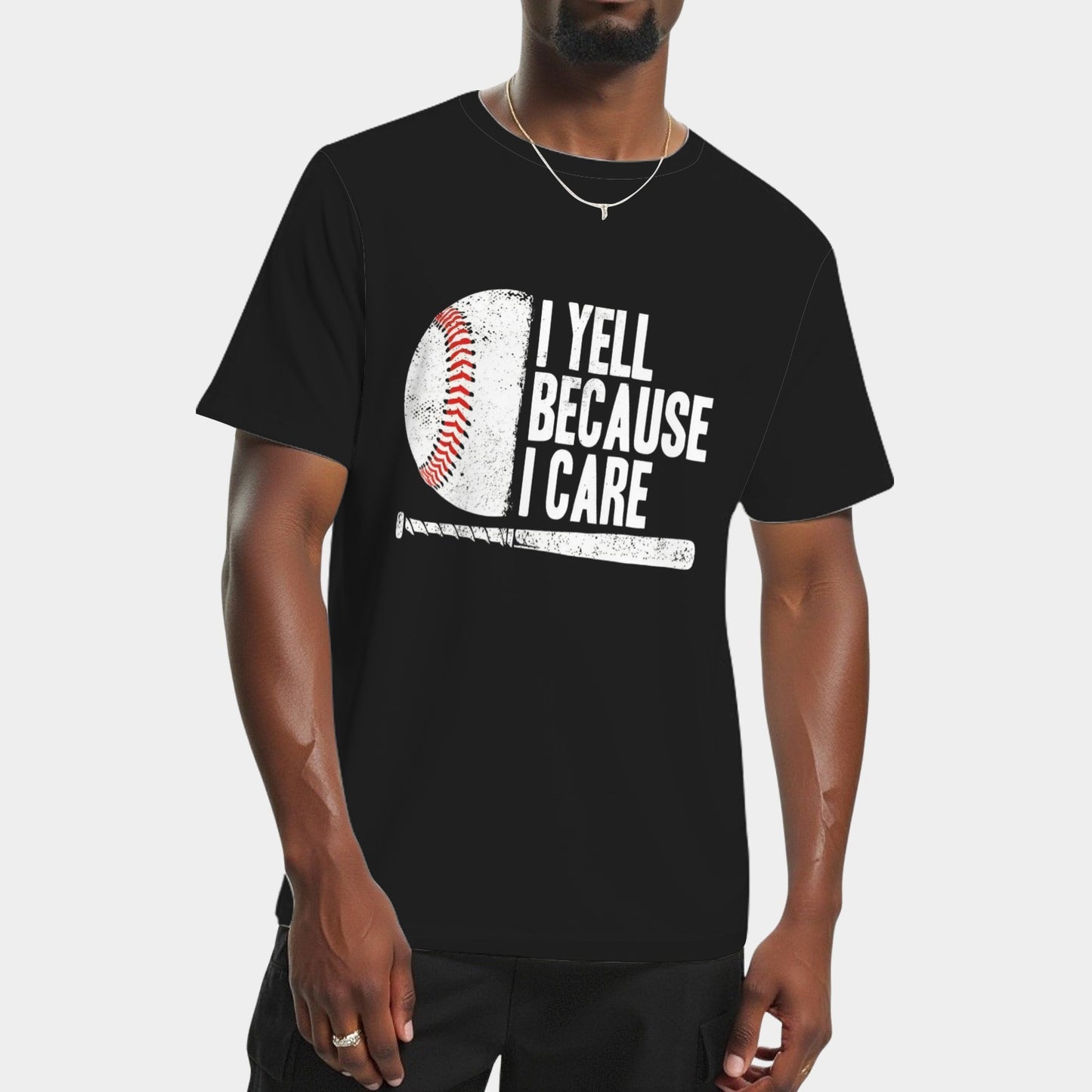 Funny Baseball Fan Humor I Yell Because I Care Baseball T-Shirt