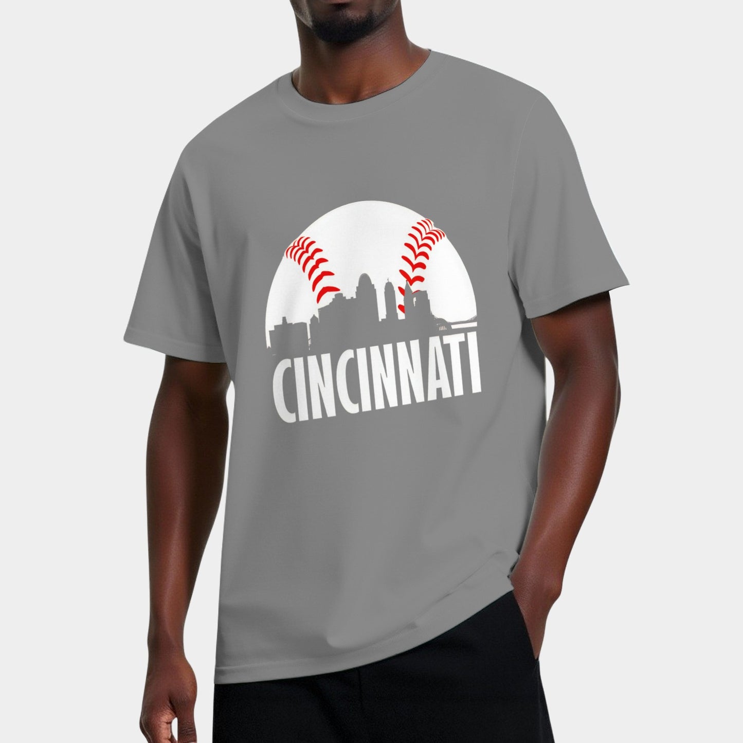 Cincinnati Baseball Skyline Ohio Baseball Player Gift T-Shirt
