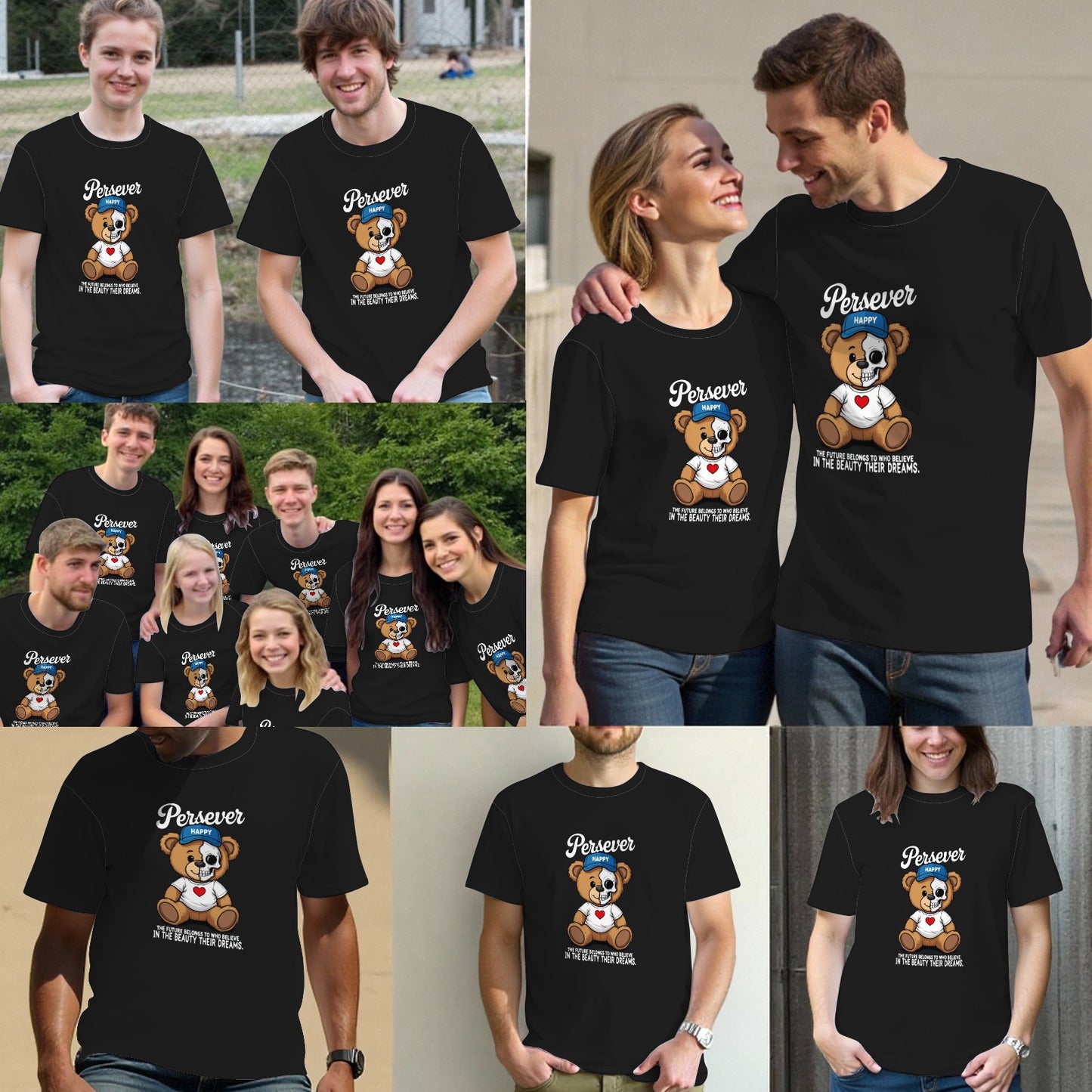 Persever Skull Bear T-Shirts