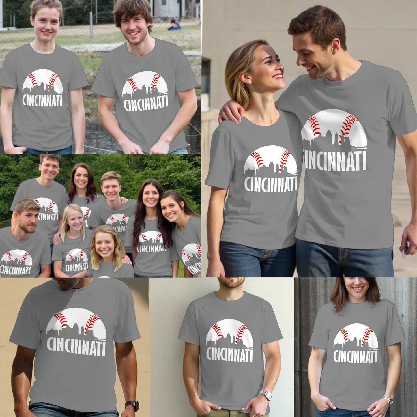Cincinnati Baseball Skyline Ohio Baseball Player Gift T-Shirt