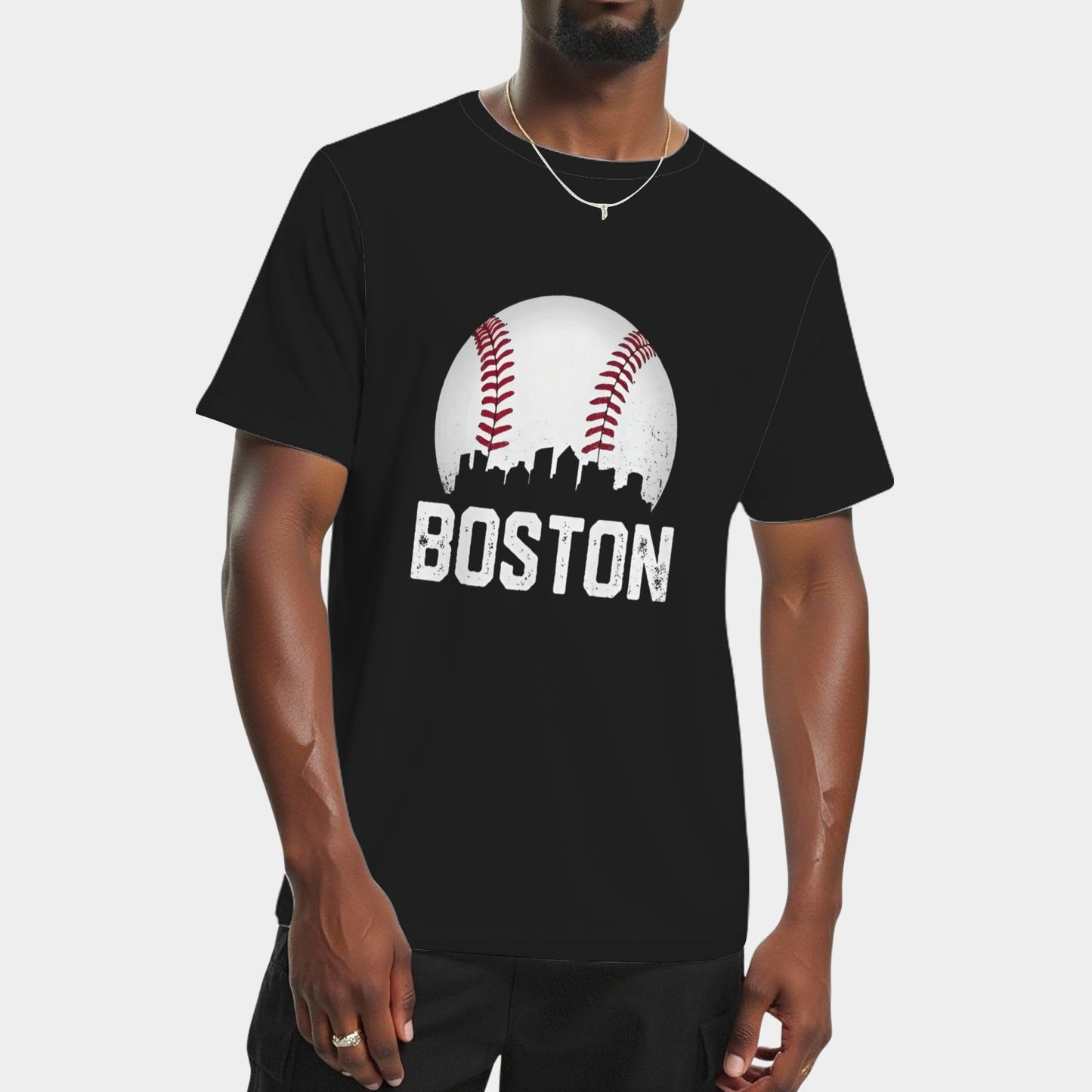Vintage Boston City Skyline Baseball Game Day Fan T-Shirt