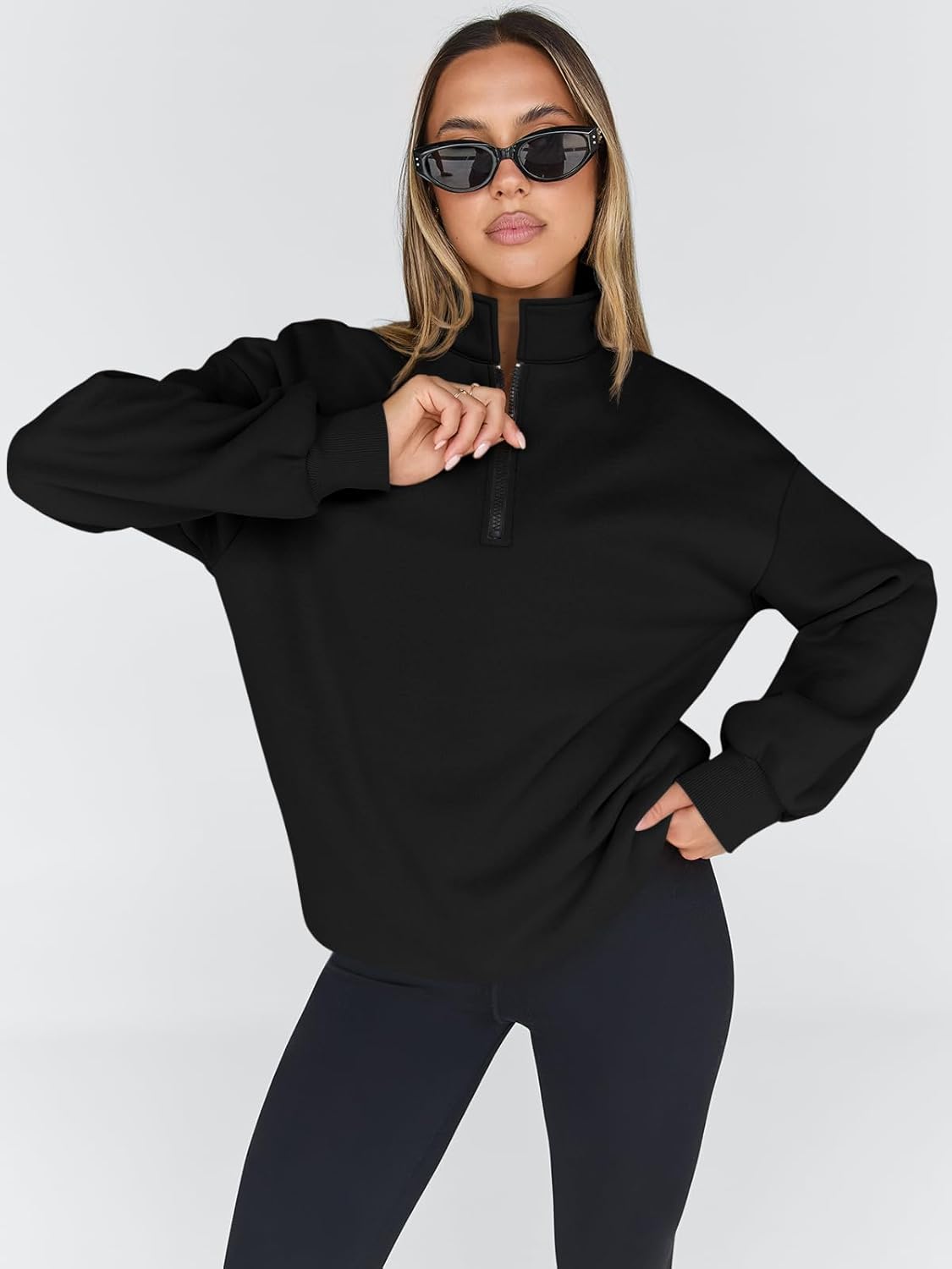 Womens Oversized Sweatshirts Fall Sweaters Fashion Hoodies Half Zip Pullover Long Sleeve Shirts Clothes