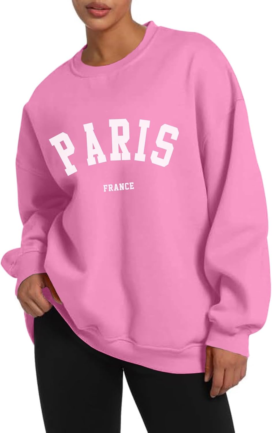 Paris College Oversized Crewneck Sweatshirt for Women Casual Top