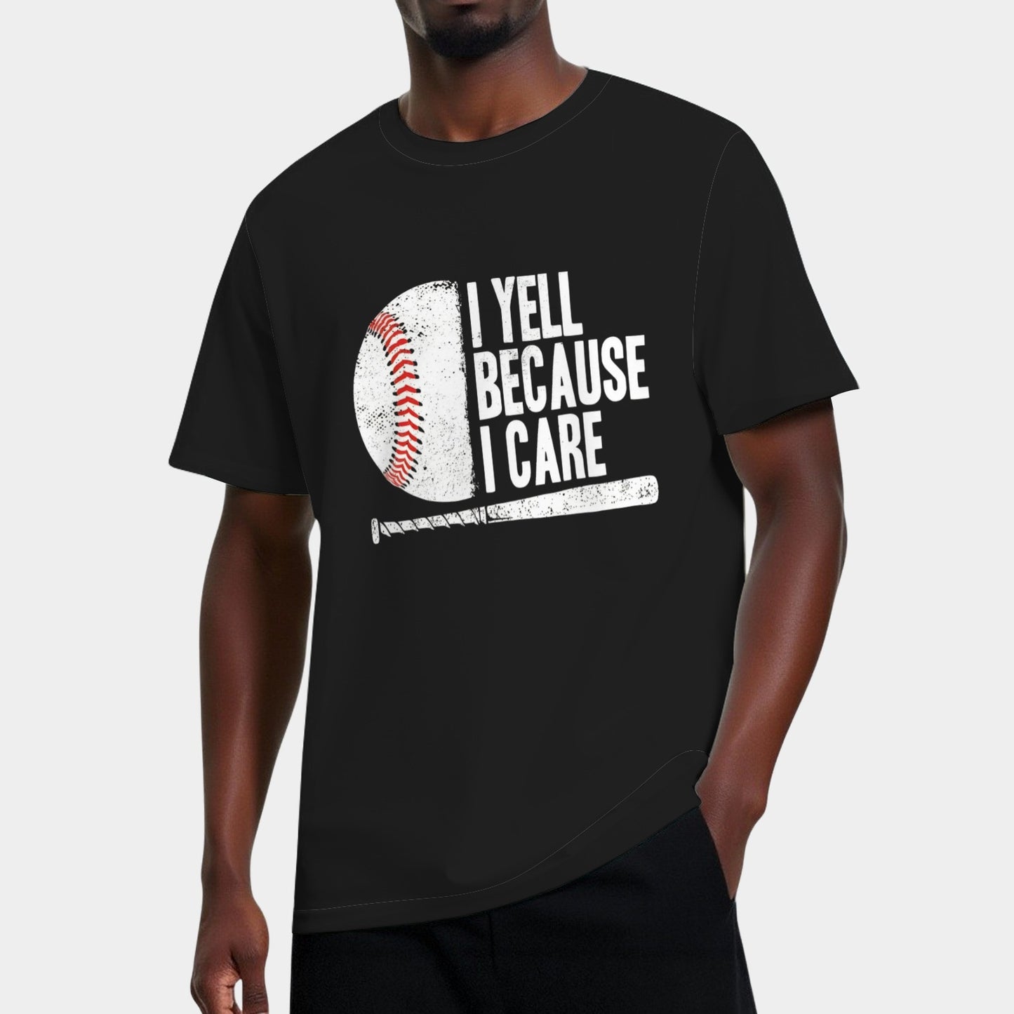 Funny Baseball Fan Humor I Yell Because I Care Baseball T-Shirt