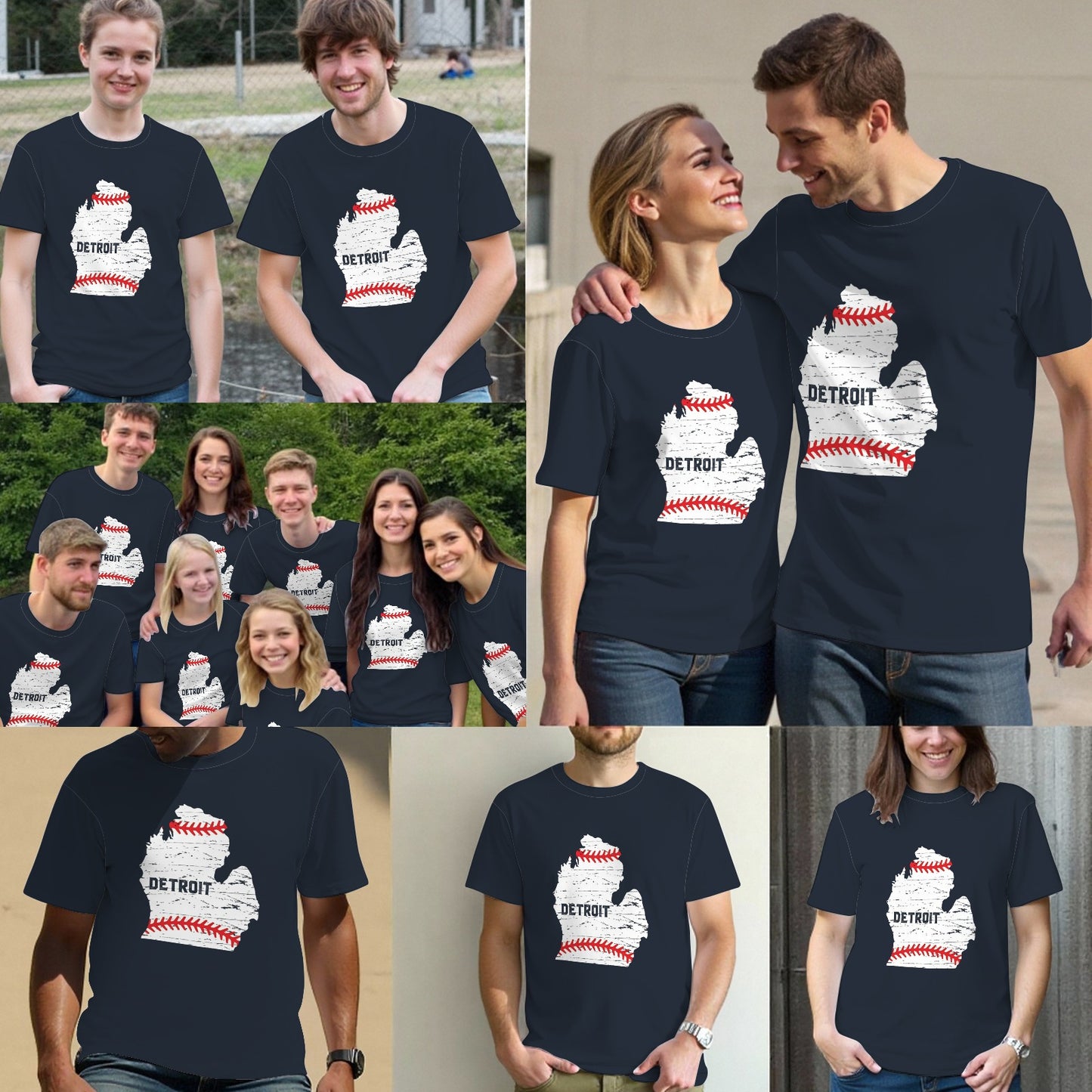 Detroit Map Baseball Lover Fans T-Shirt