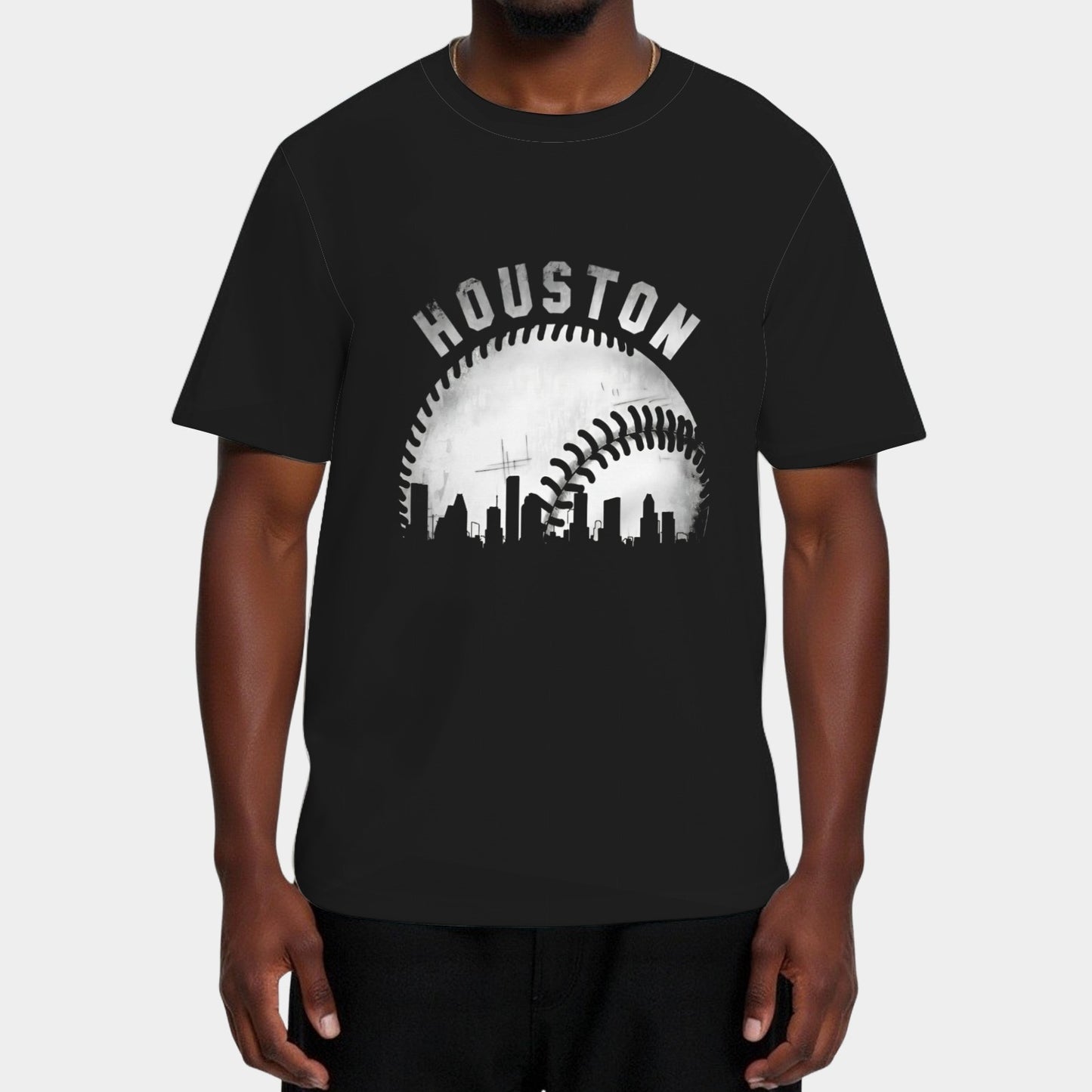 Vintage Houston Skyline City Baseball T-Shirt