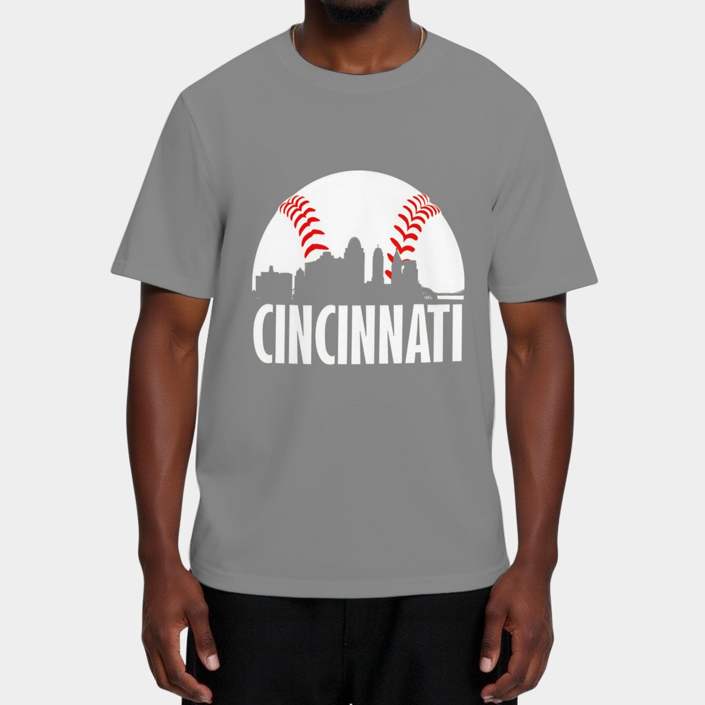 Cincinnati Baseball Skyline Ohio Baseball Player Gift T-Shirt