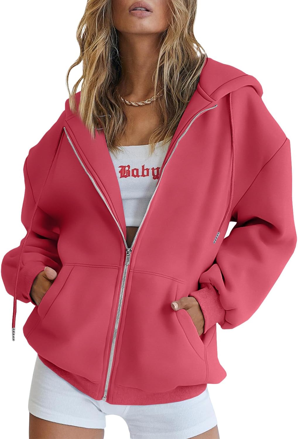 Womens Zip Up Hoodies Oversized Sweatshirts Fall School Fashion Outfits Casual Jackets