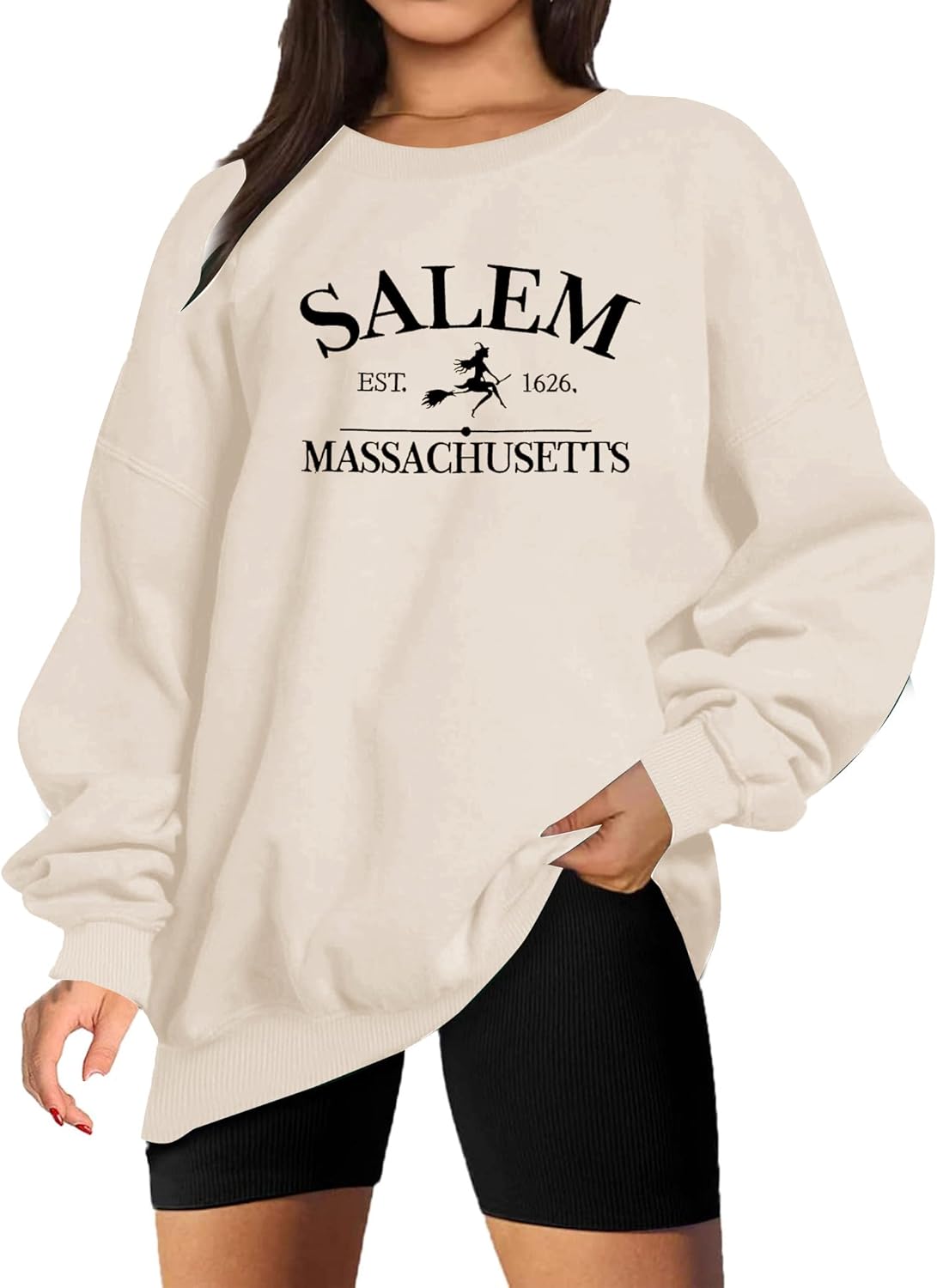 Halloween Salem Graphic Crewneck Sweatshirt for Women Fall Pullover