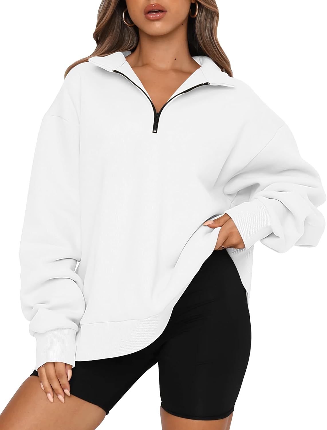 Womens Oversized Sweatshirts Fall Sweaters Fashion Hoodies Half Zip Pullover Long Sleeve Shirts Clothes