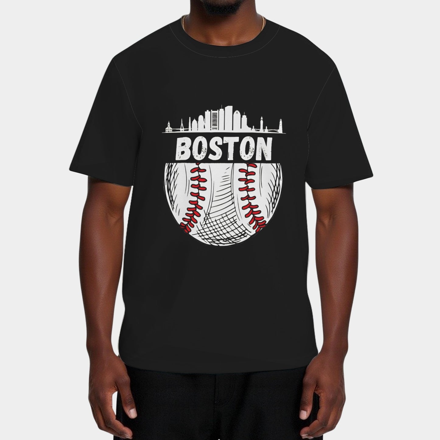 Vintage Boston Baseball Skyline Boston Baseball Graphic T-Shirt