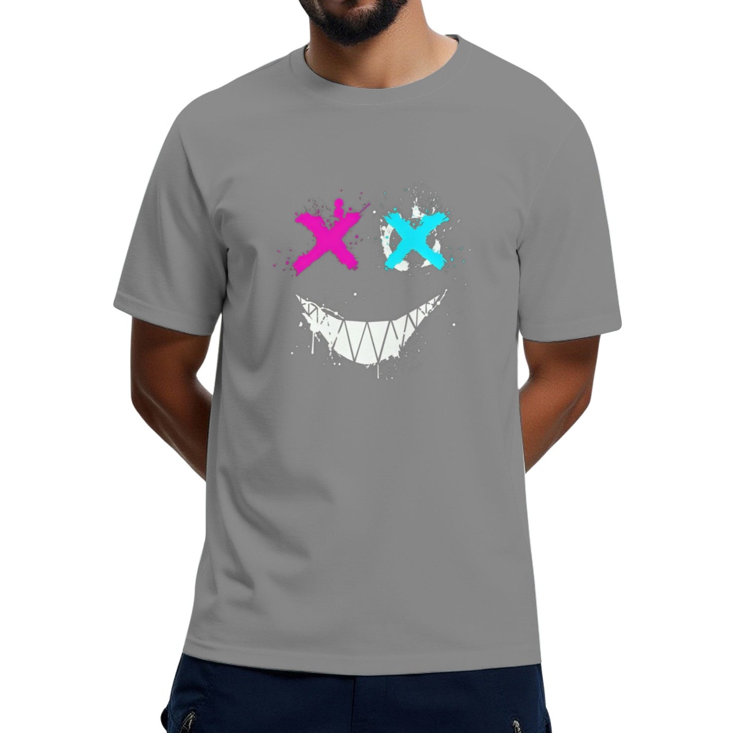 Fashion Smiley Short-Sleeved T-Shirt Casual Street Hip-Hop Tops
