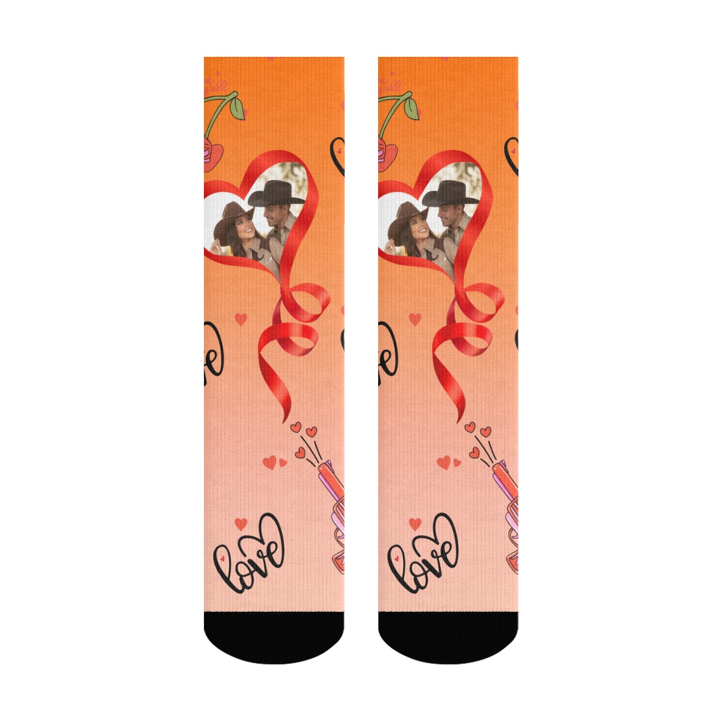Custom Valentine's Day Cowboy Couple Love Gradient Sock