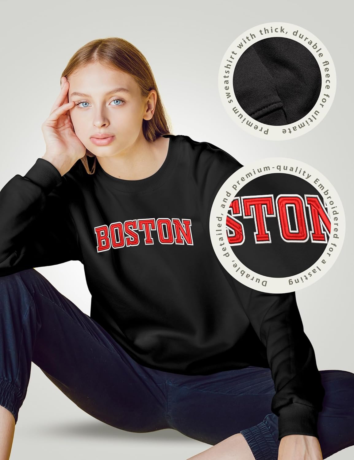 Oversized City and State Graphic Crewneck Sweatshirt for Women