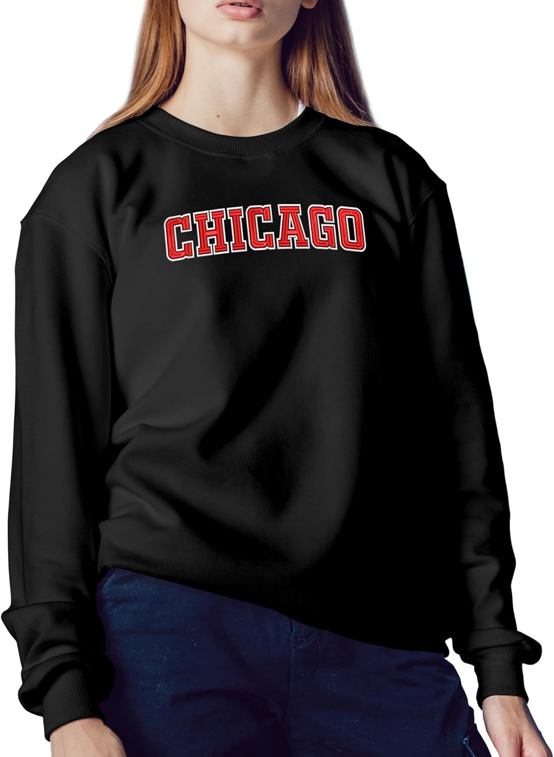 Oversized City and State Graphic Crewneck Sweatshirt for Women