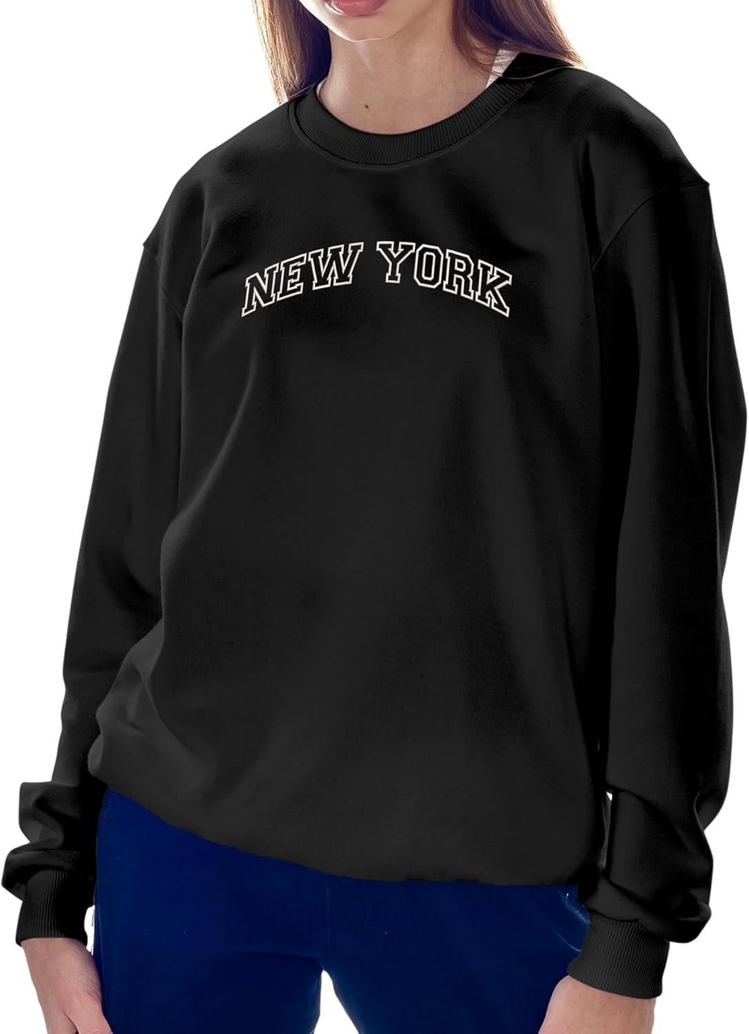 Oversized City and State Graphic Crewneck Sweatshirt for Women