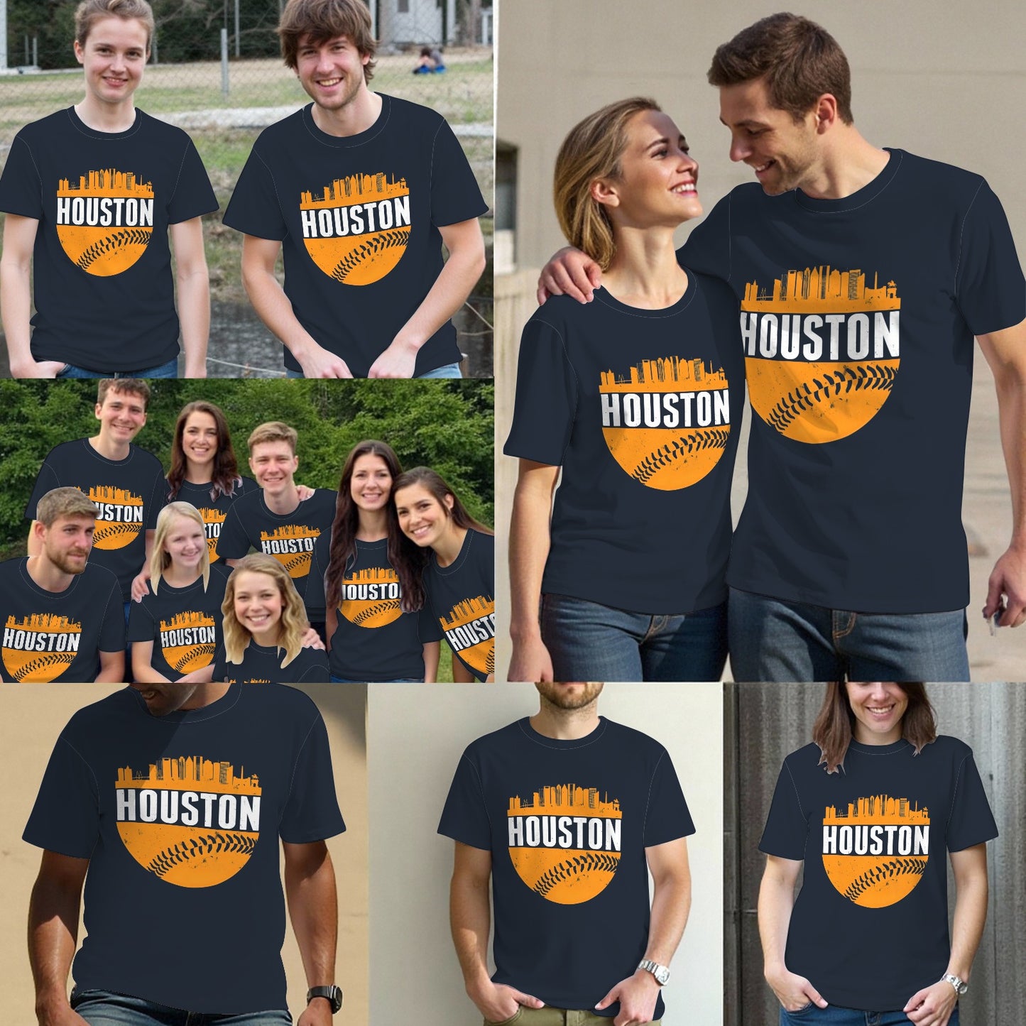 Classic Houston Skyline Baseball T-Shirt