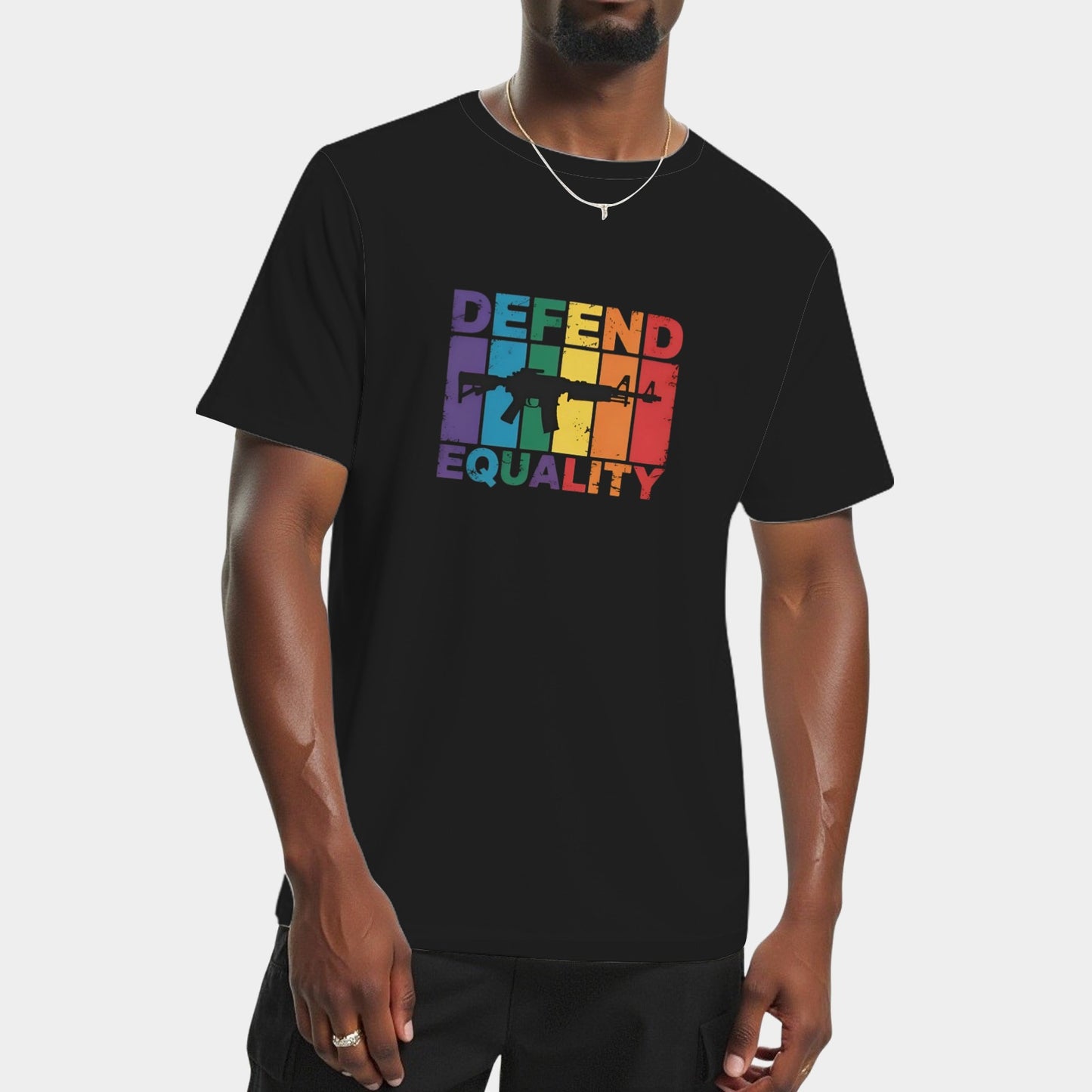 Defend Equality LGBT Gay Flag Assault Rifle T-Shirt