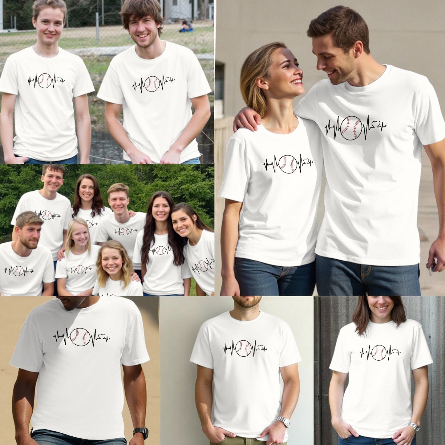 Baseball Heartrate Heartbeat T-Shirts