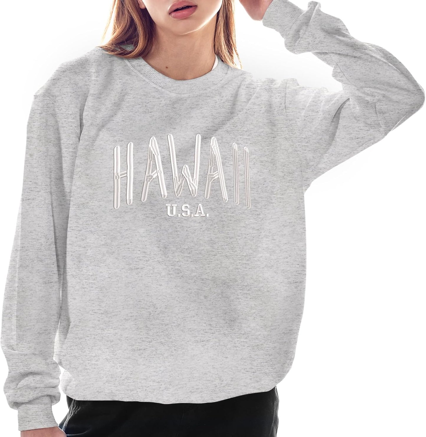 Oversized City and State Graphic Crewneck Sweatshirt for Women