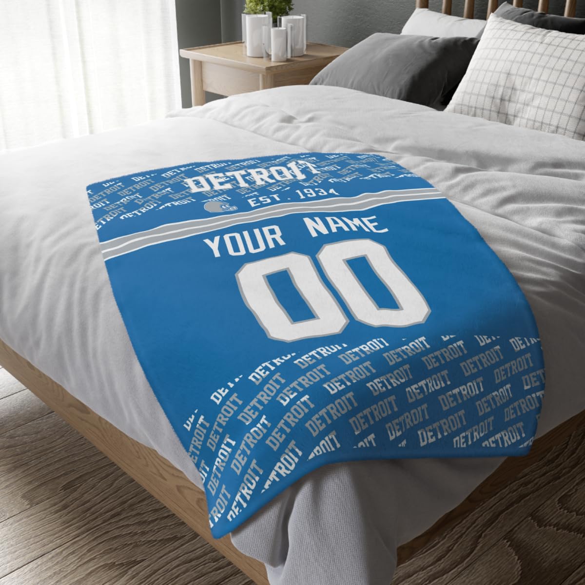 Custom Blue Throw Blankets Detroit City