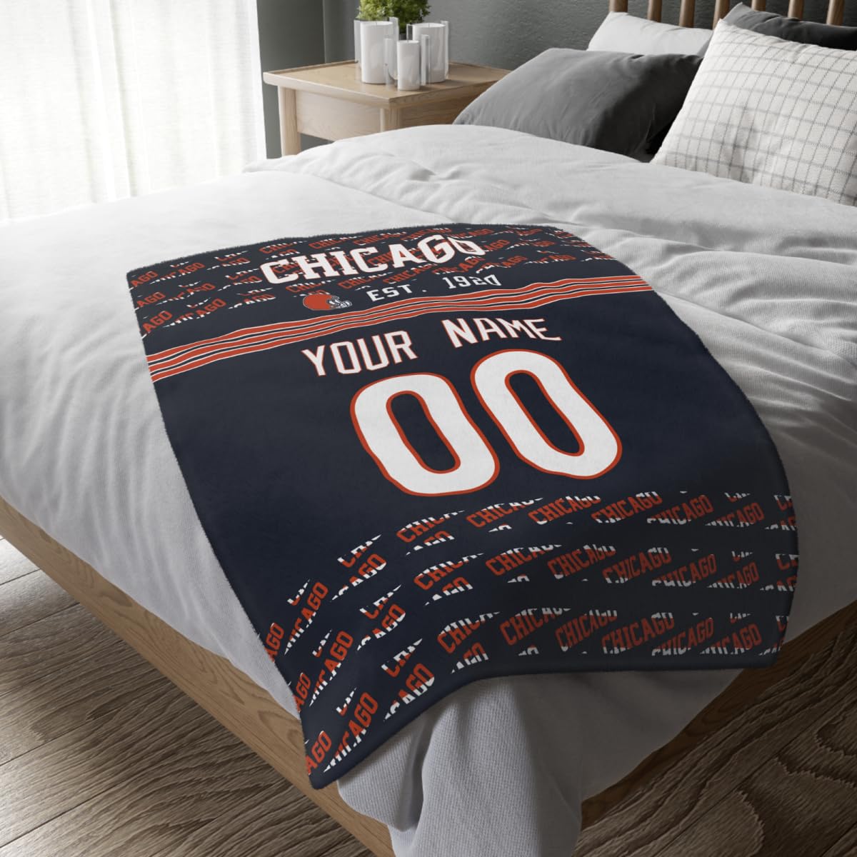 Custom Navy Throw Blankets Chicago City