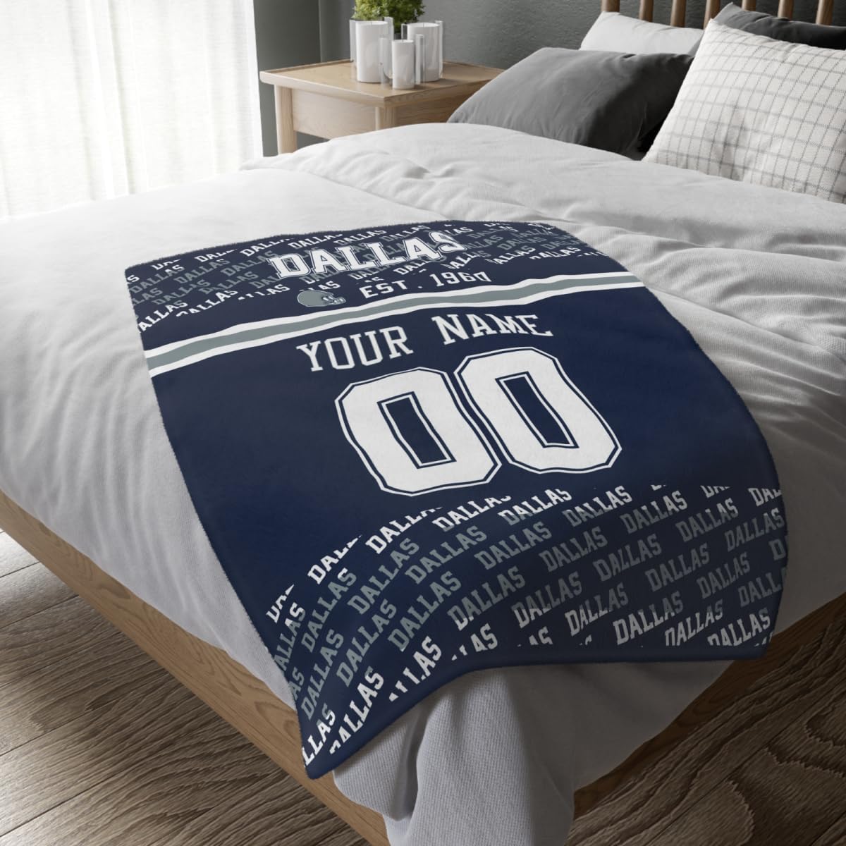 Custom Navy Throw Blankets Dallas City