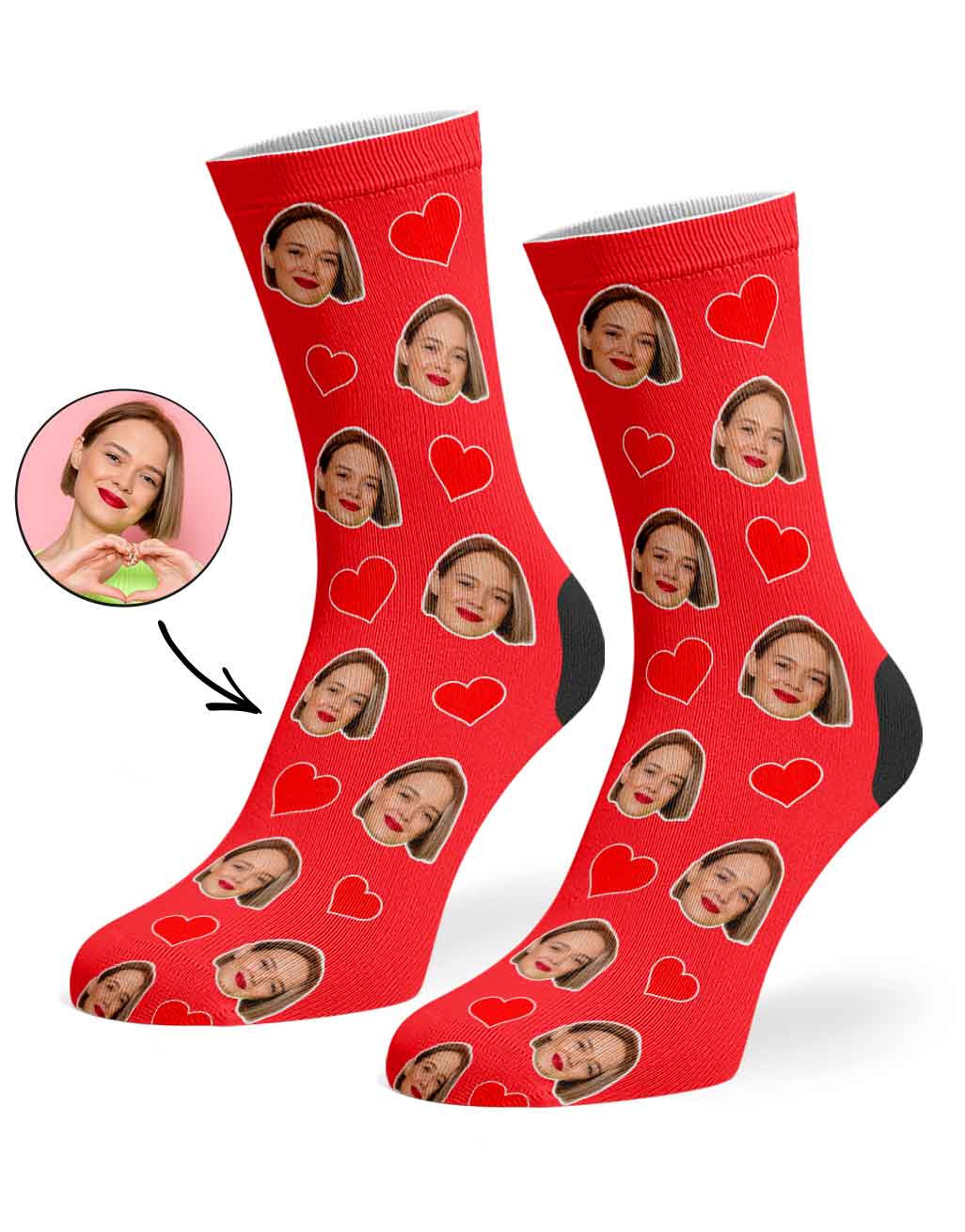 Face Hearts Socks