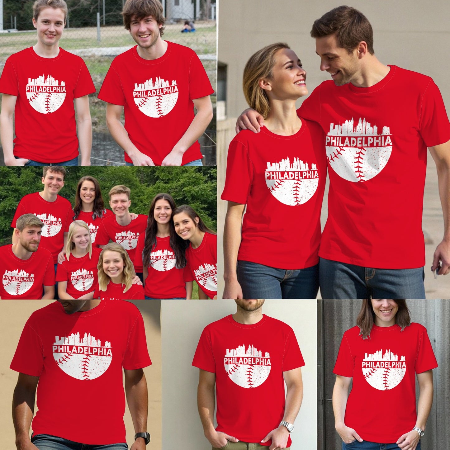Vintage Philadelphia Skyline Baseball Retro Cityscap T-Shirt