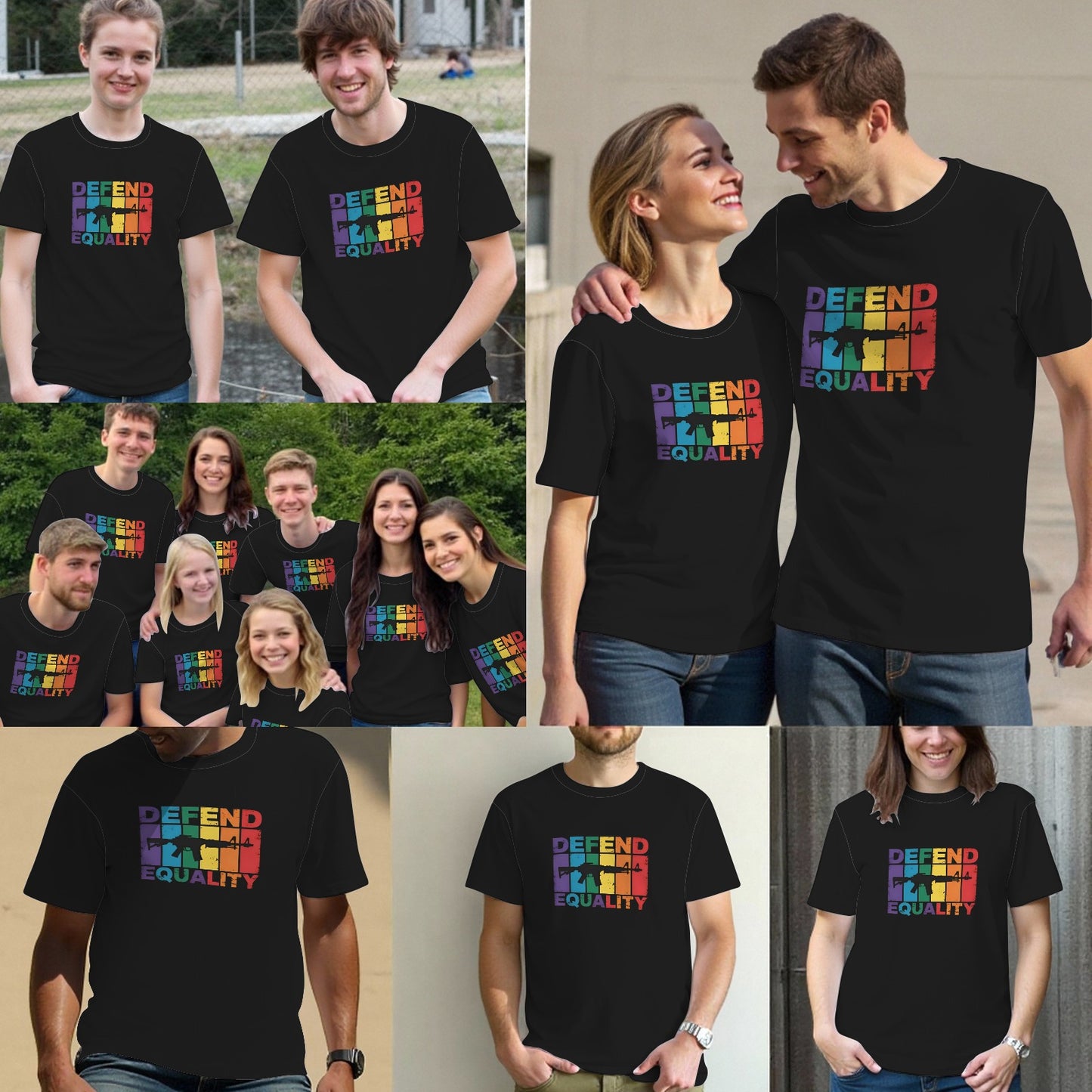Defend Equality LGBT Gay Flag Assault Rifle T-Shirt