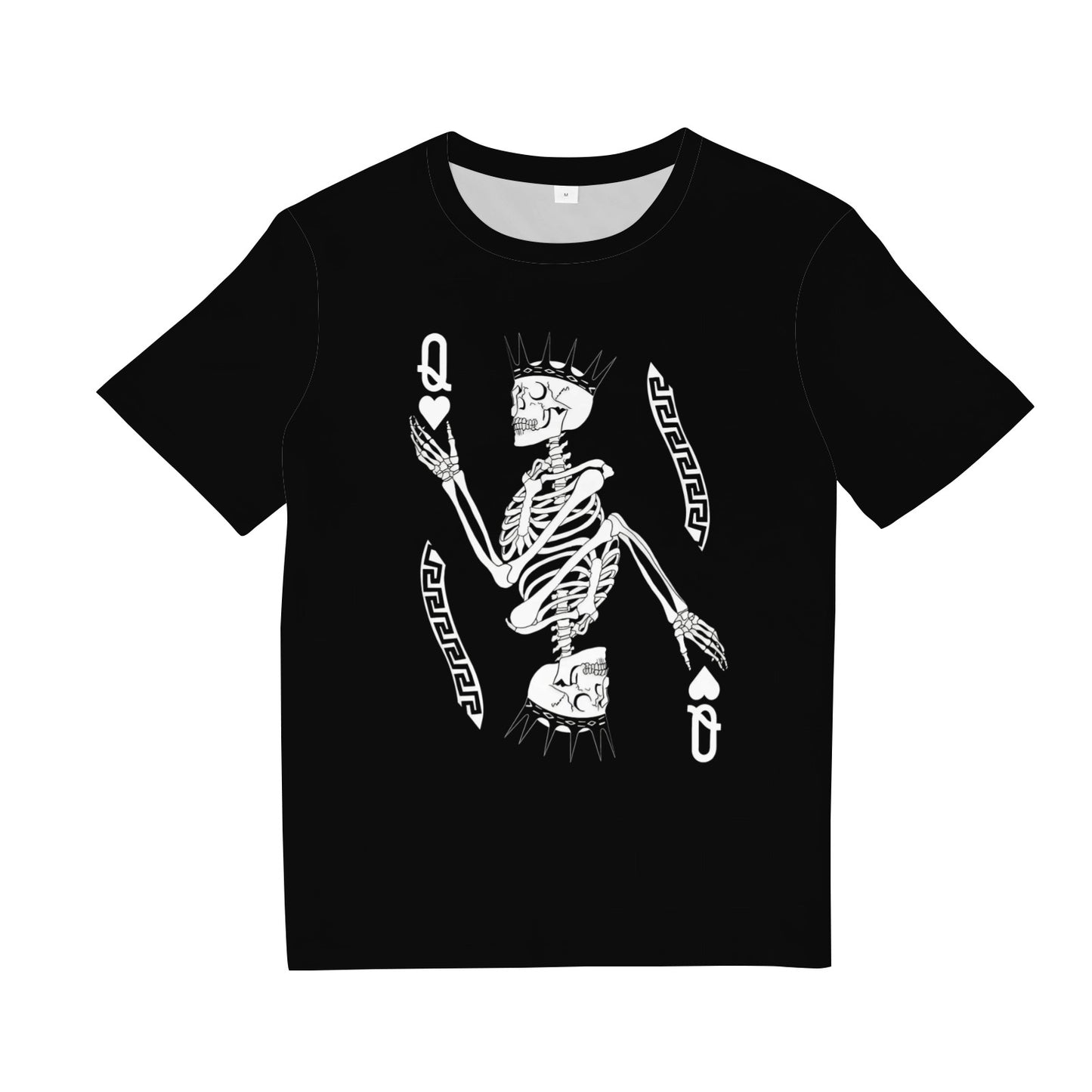 Poker Print T-Shirts Creative Poker Q Round Neck Short Sleeve Tee Shirts