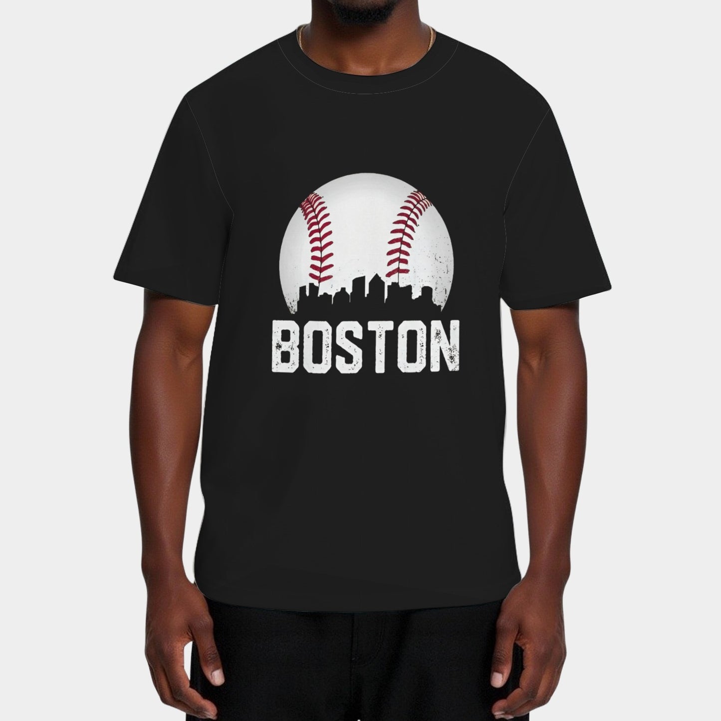 Vintage Boston City Skyline Baseball Game Day Fan T-Shirt