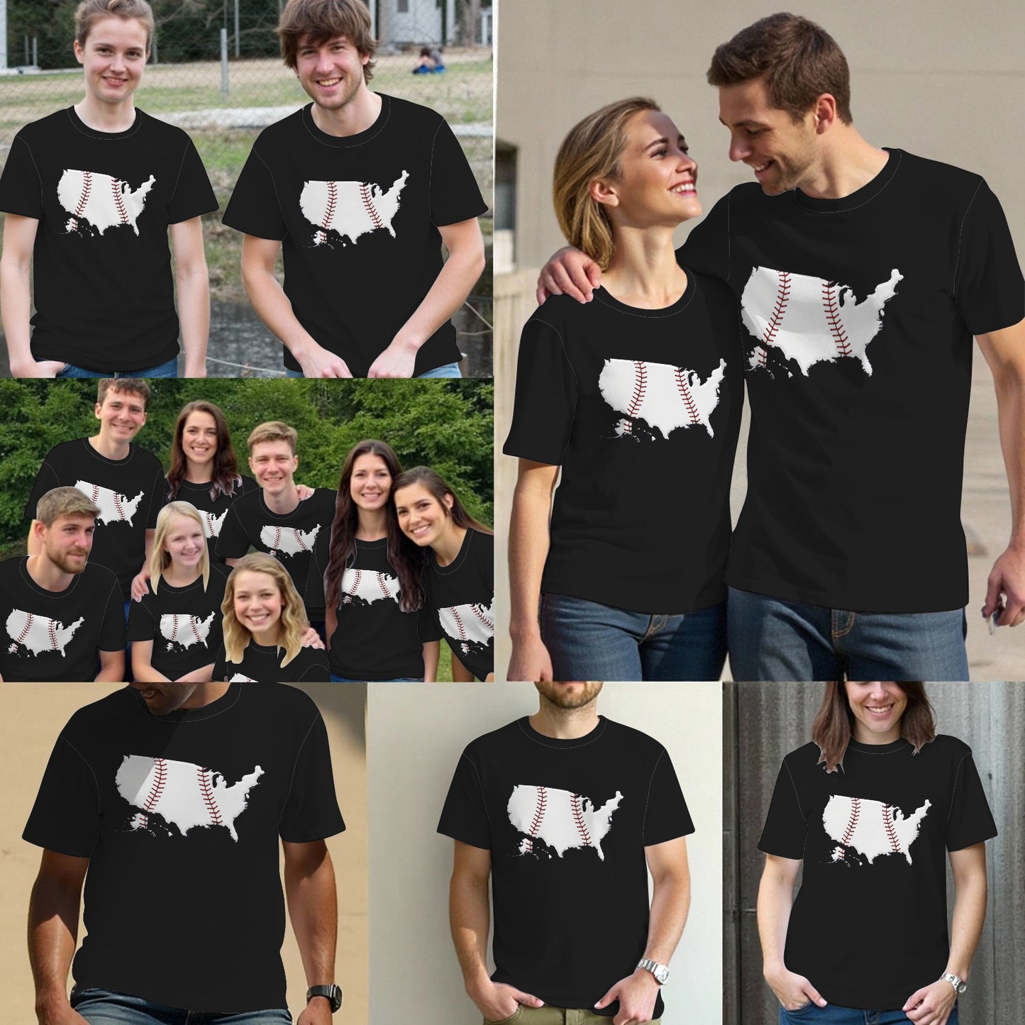 US Map American Baseball T-Shirt