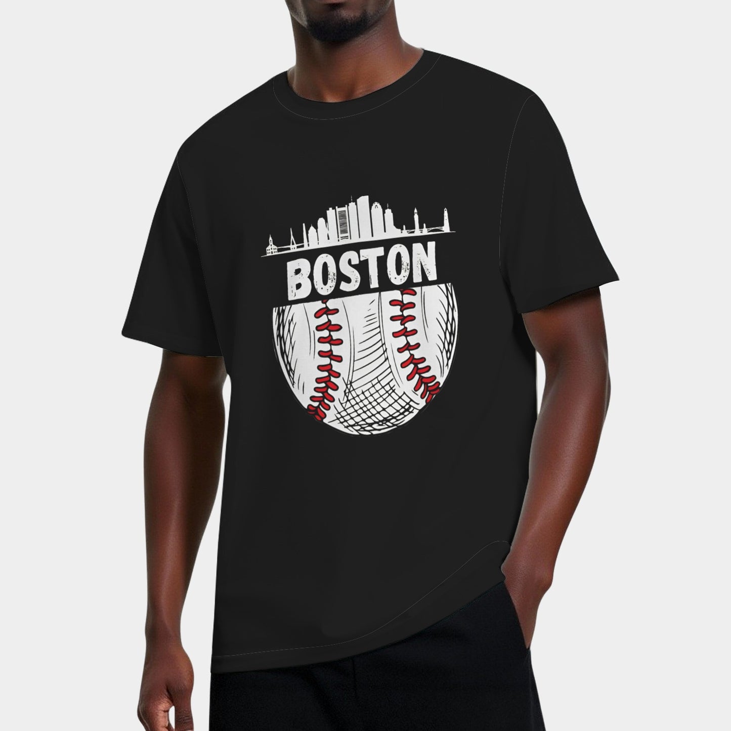 Vintage Boston Baseball Skyline Boston Baseball Graphic T-Shirt