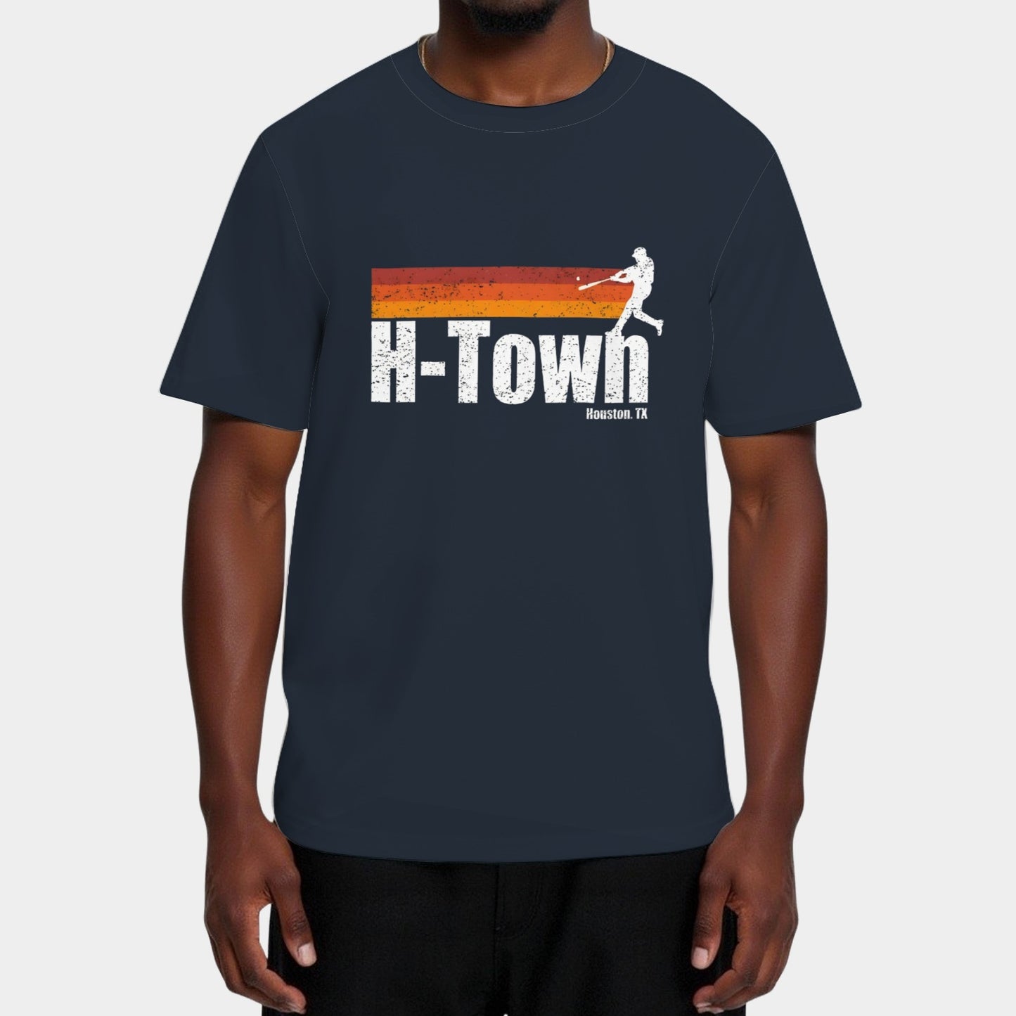 H Town Houston City Texas Baseball Vintage Stripes T-Shirt