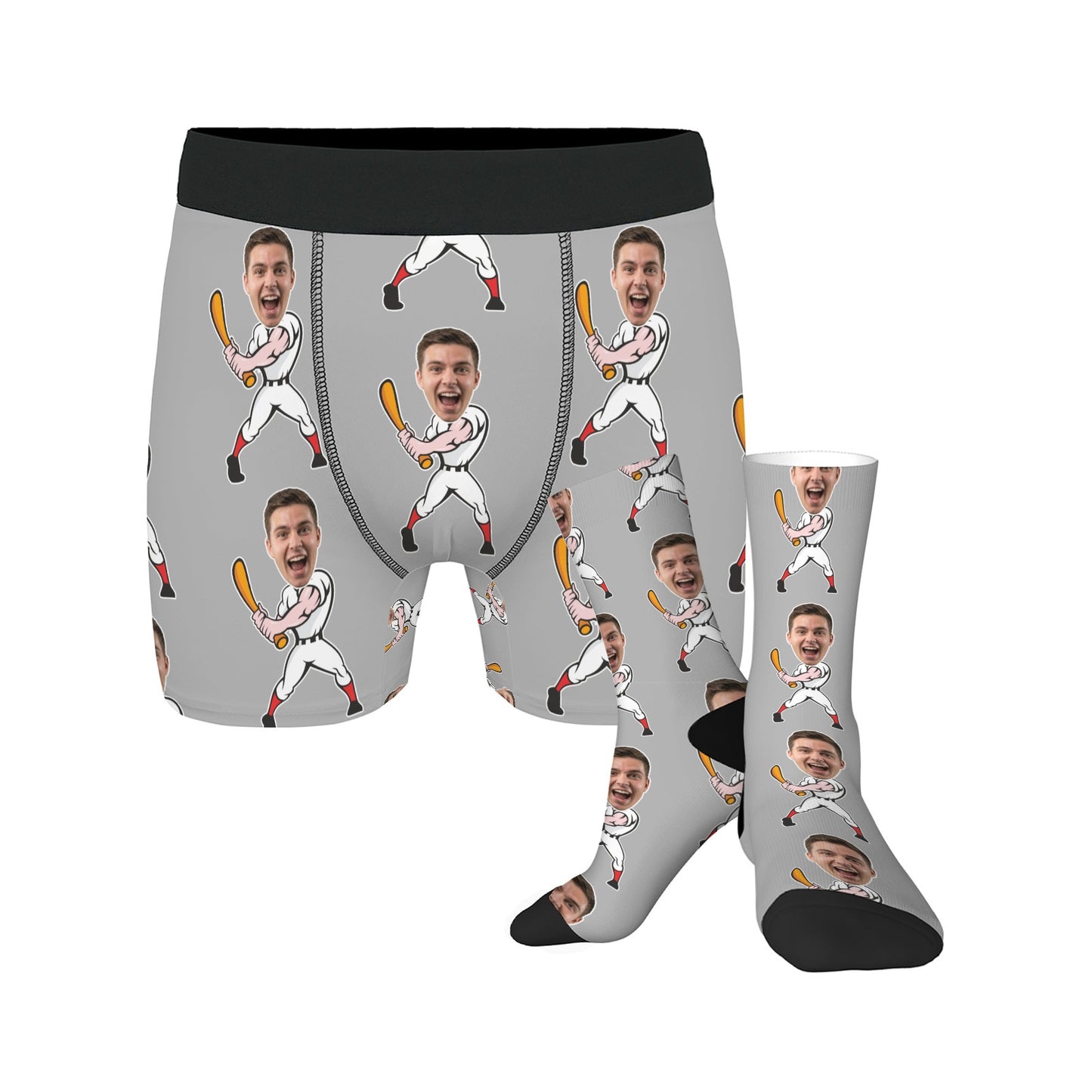 Custom Baseball Face Socks and Underwear for Him