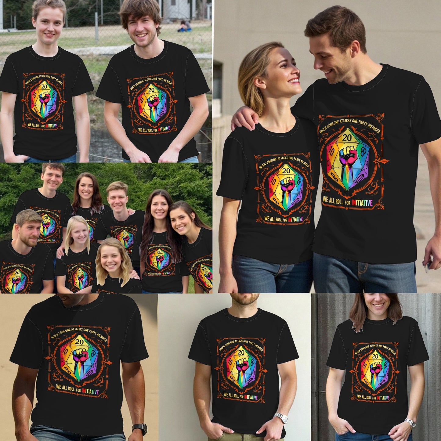 When Someone Attacks, We All Roll For Initiative, RPG Dice LGBT Ally T-Shirt