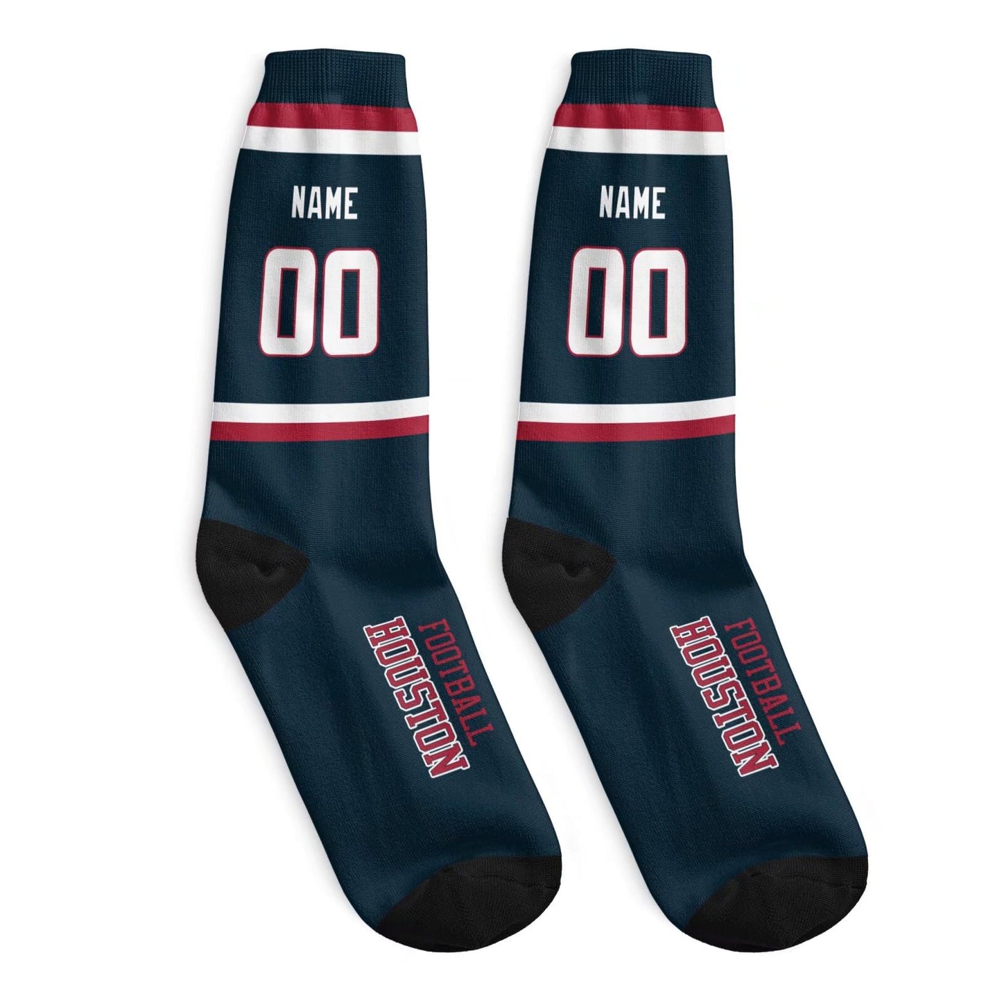 Custom Houston Football Sock Add Your Number