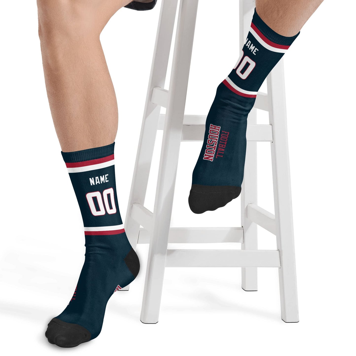 Custom Houston Football Sock Add Your Number
