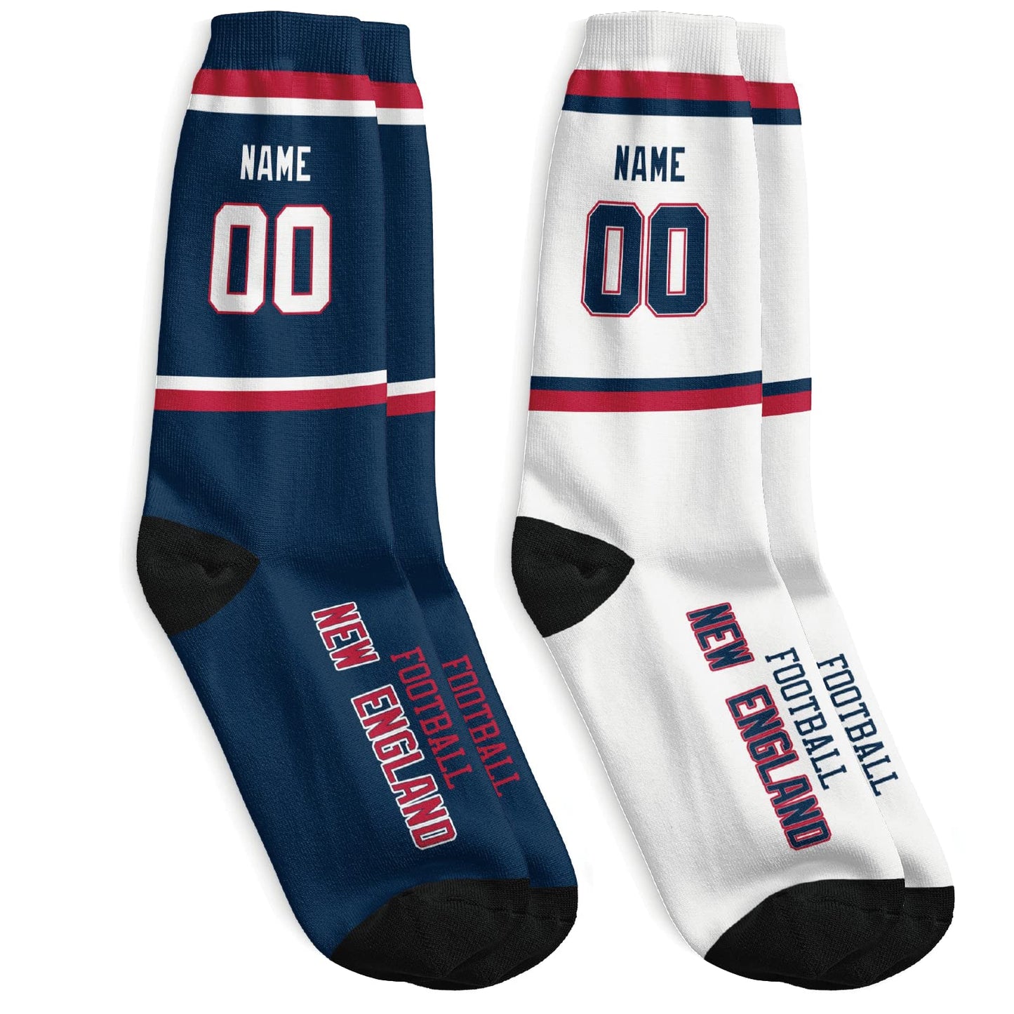 Custom New England Football Socks for Men or Women