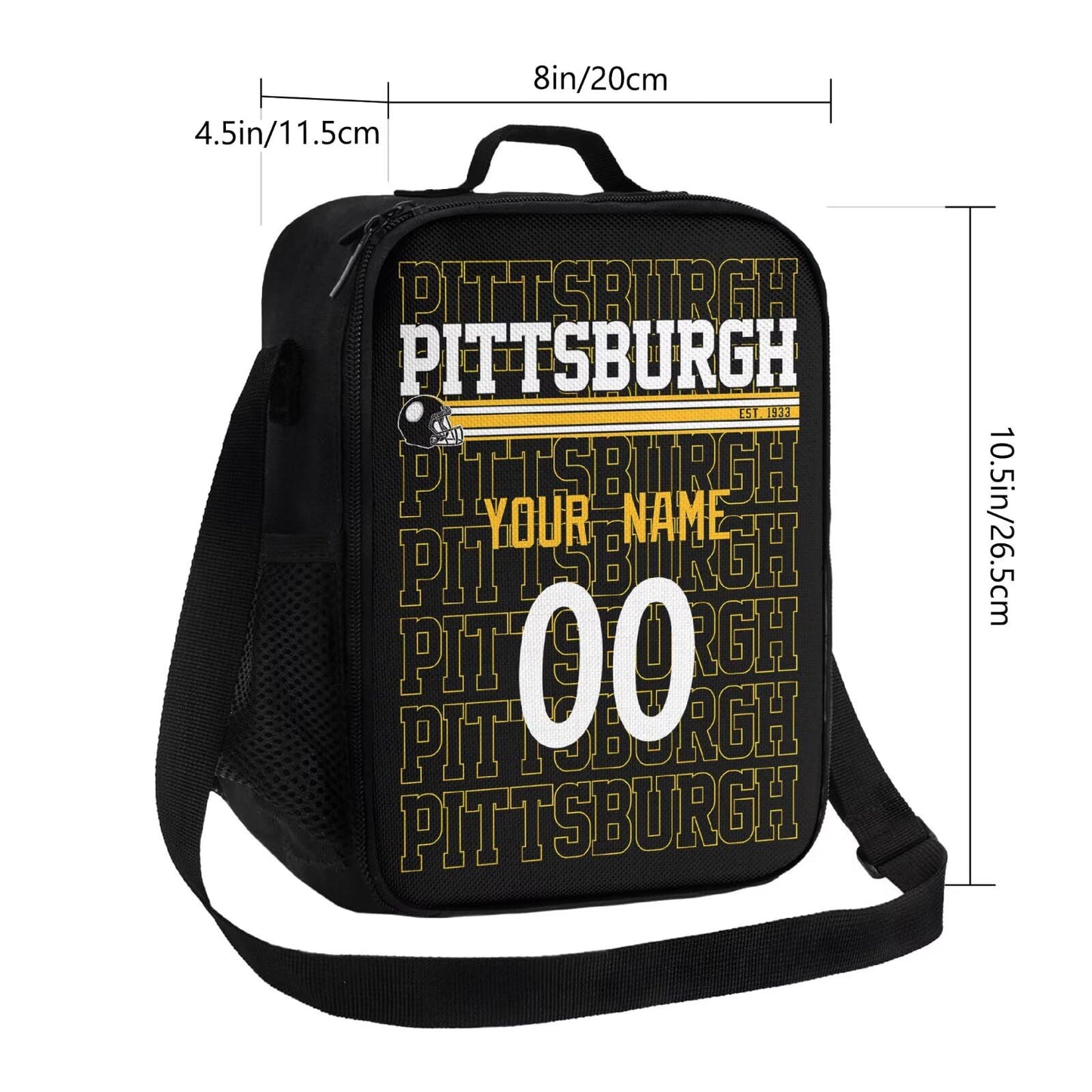 Durable Pittsburgh Lunch Tote Personalized with Sporty Theme