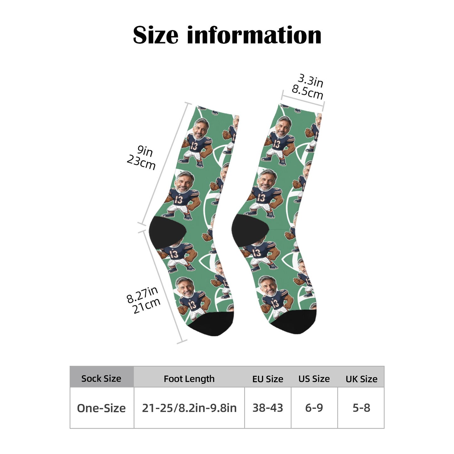 Athletic Chicago Football Style Custom Face Socks & Boxer Briefs